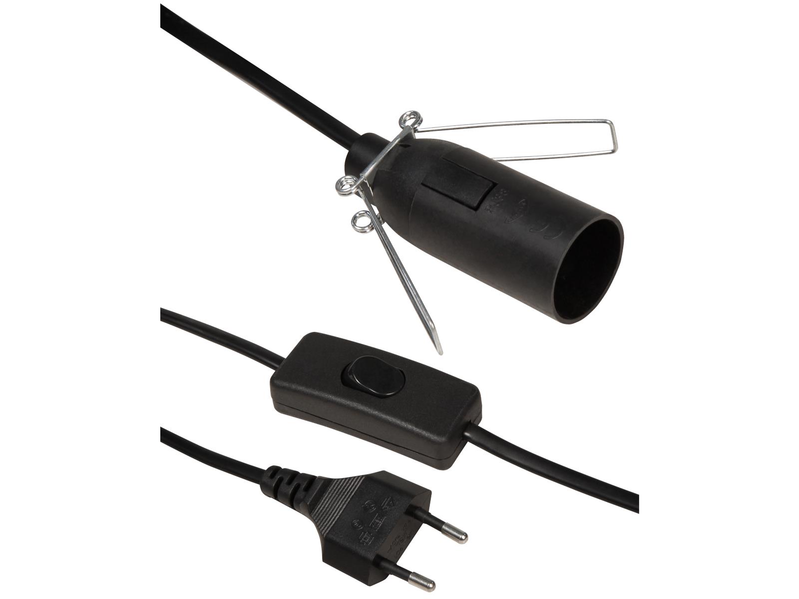 Euro-Netzkabel McPower mit Schnurschalter und E14 Fassung, 3,5m, schwarz