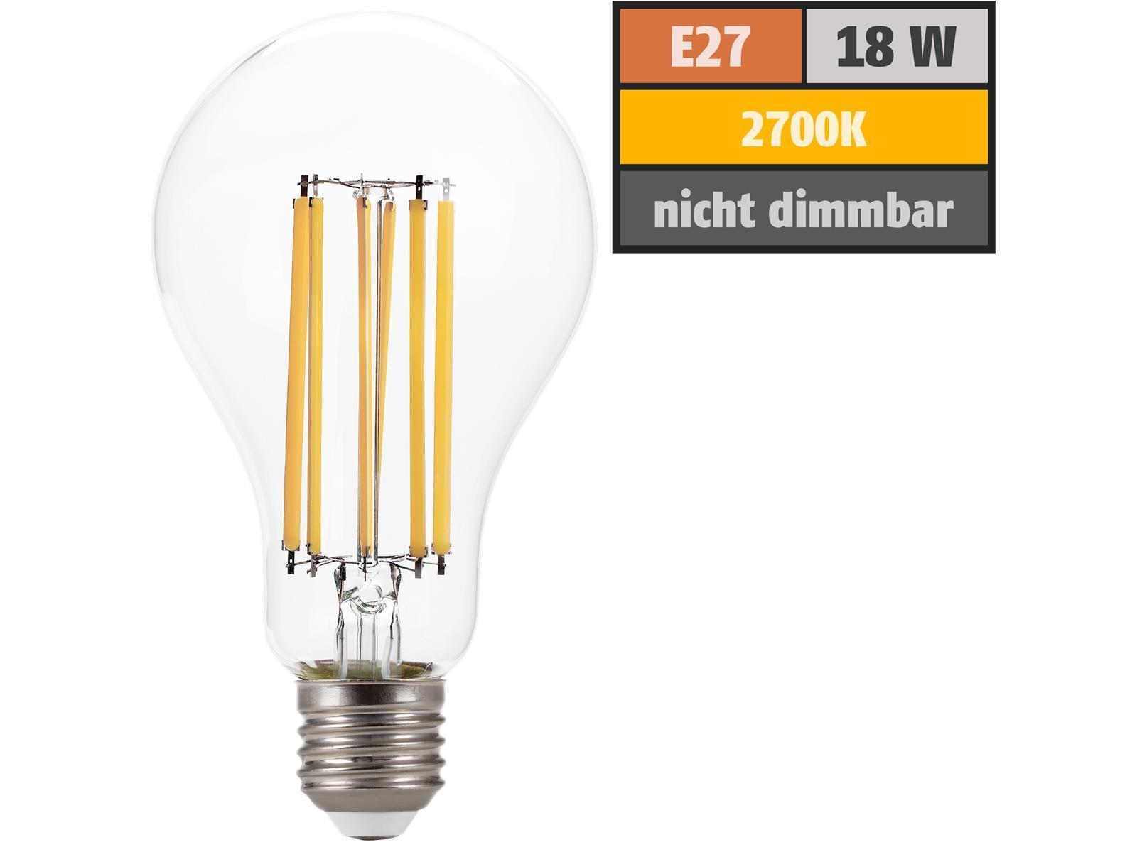 LED Filament Glühlampe McShine ''Filed'', E27, 18W, 2500lm, warmweiß, klar