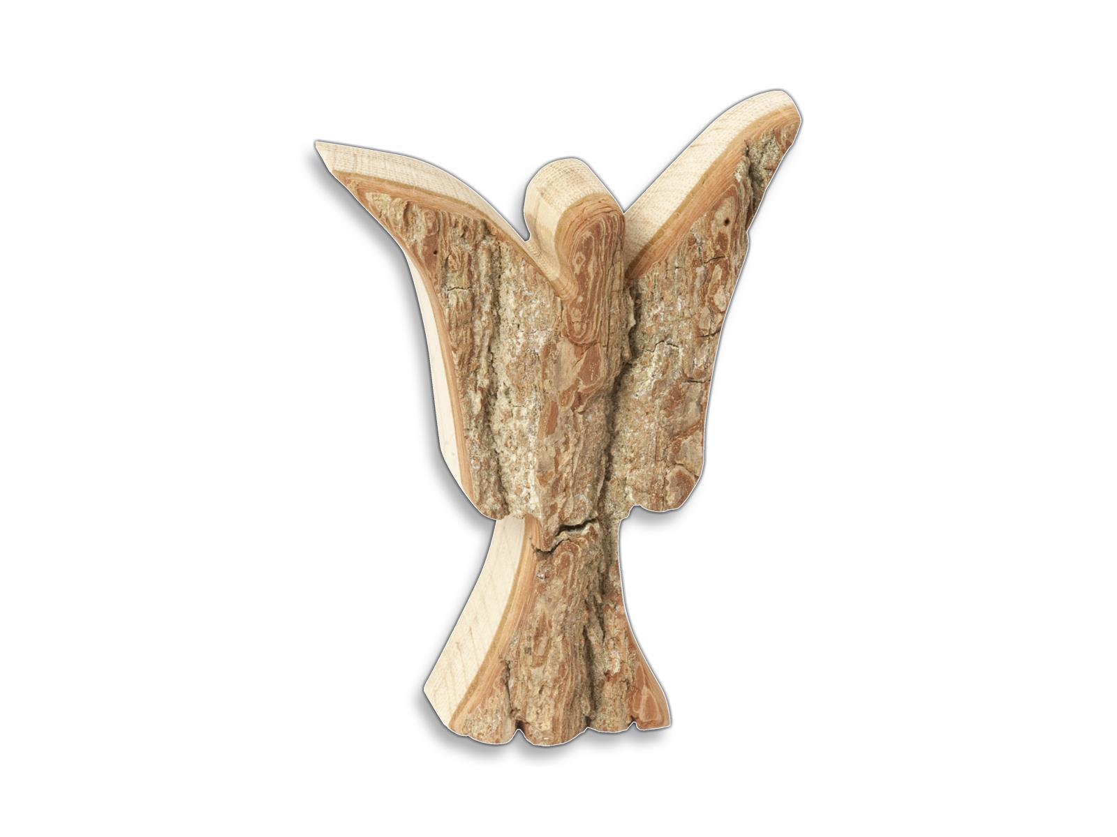 Engel mit Rinde aus Holz 16,5 cm