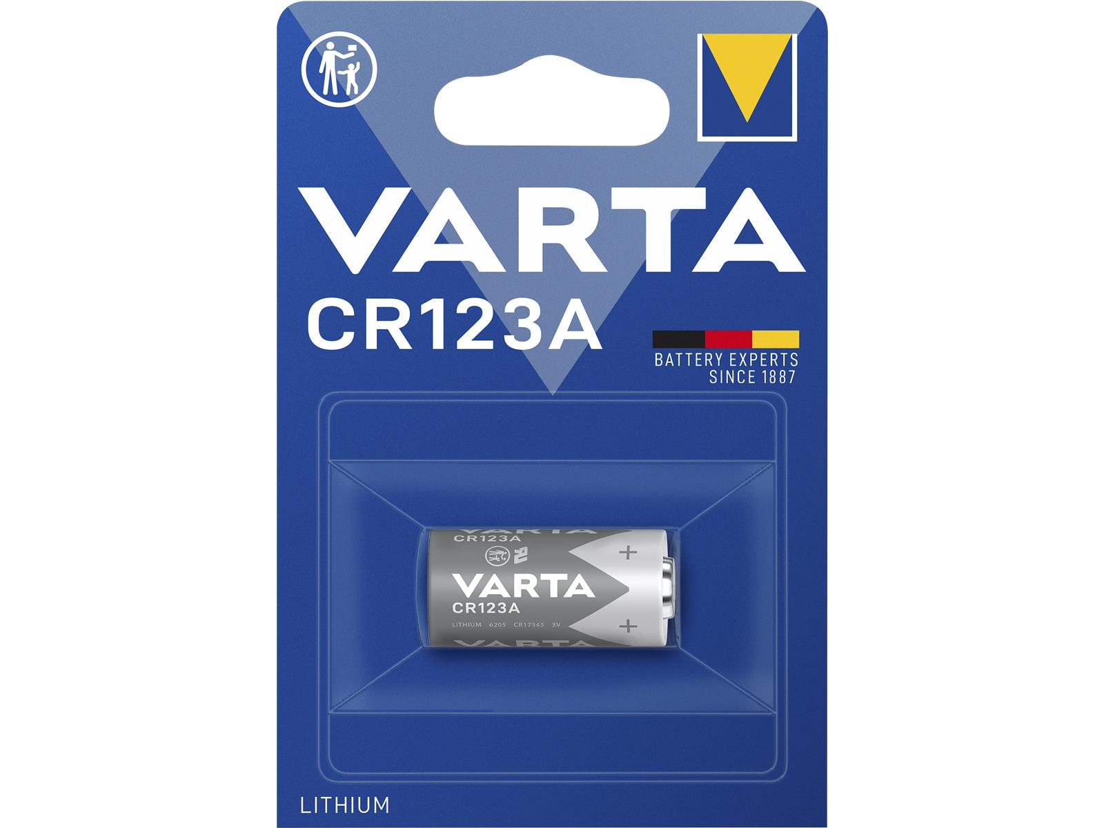 Lithium-Photobatterie VARTA CR 123A, 3 V, 1er-Blister