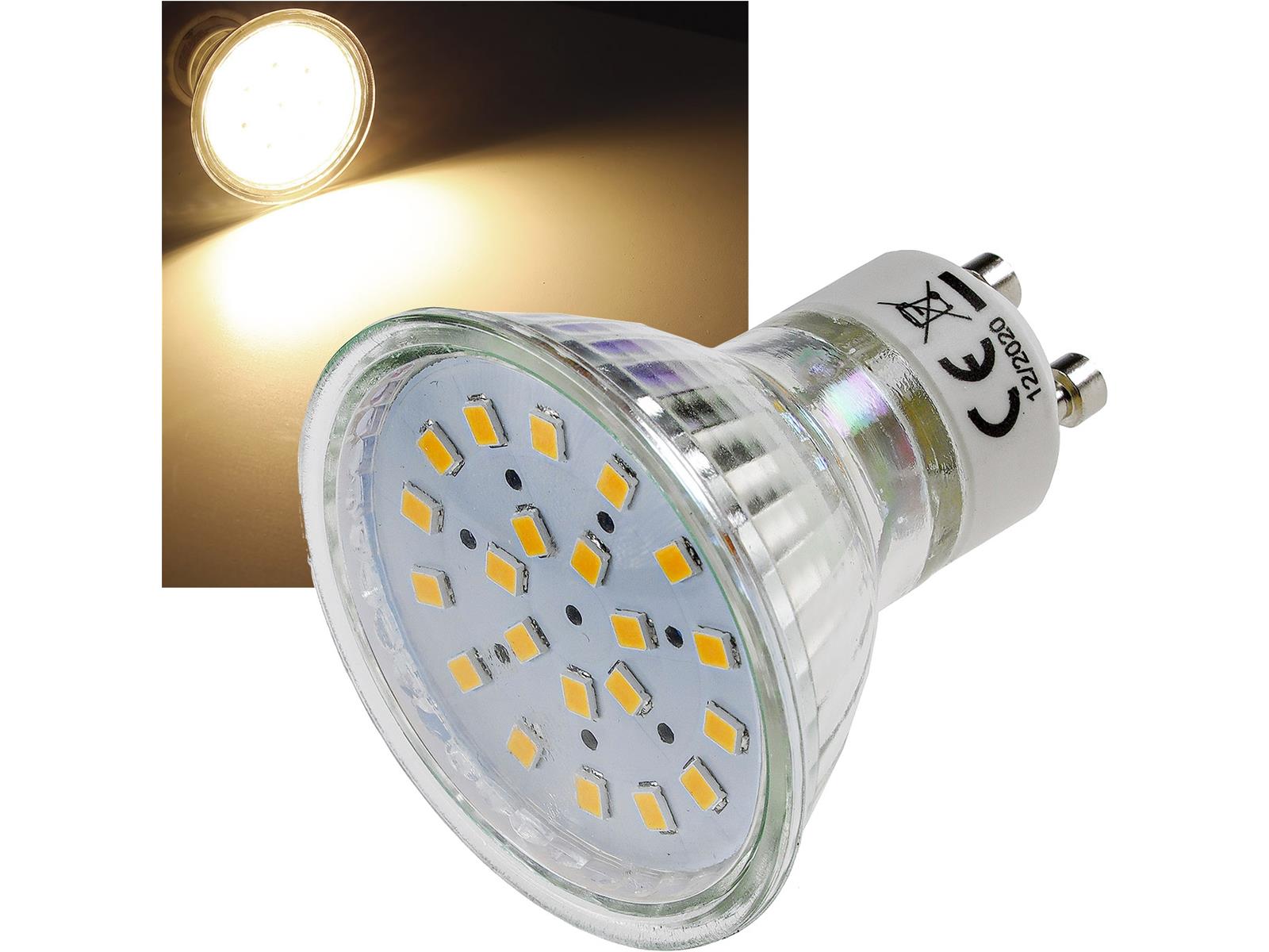 LED Strahler GU10 "H40 SMD"120°, 3000k, 330lm, 230V/3W, warmweiß