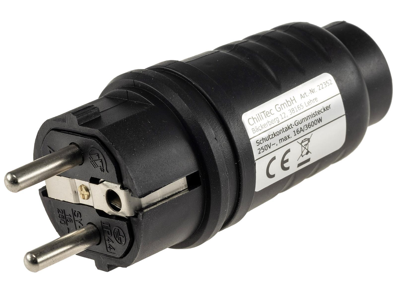 Schutzkontakt-Gummistecker für Außen250V/16A, IP44