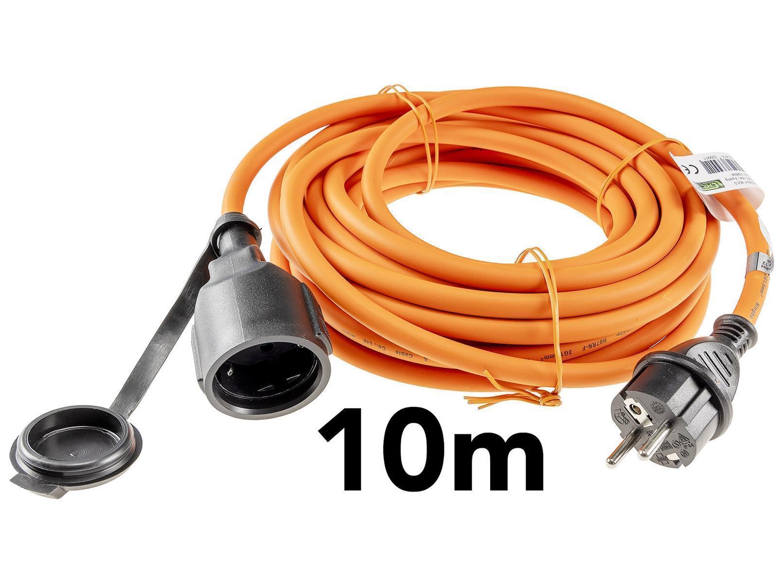 Verlängerungskabel 10m, IP44, Orange H07RN-F 3G1,5 , Stecker / Kupplung