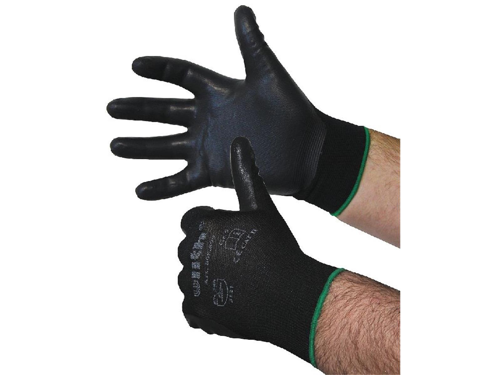 Nylon Feinstrick-Handschuhe mitNitril-Schaum, schwarz, Cat II, Größe 10