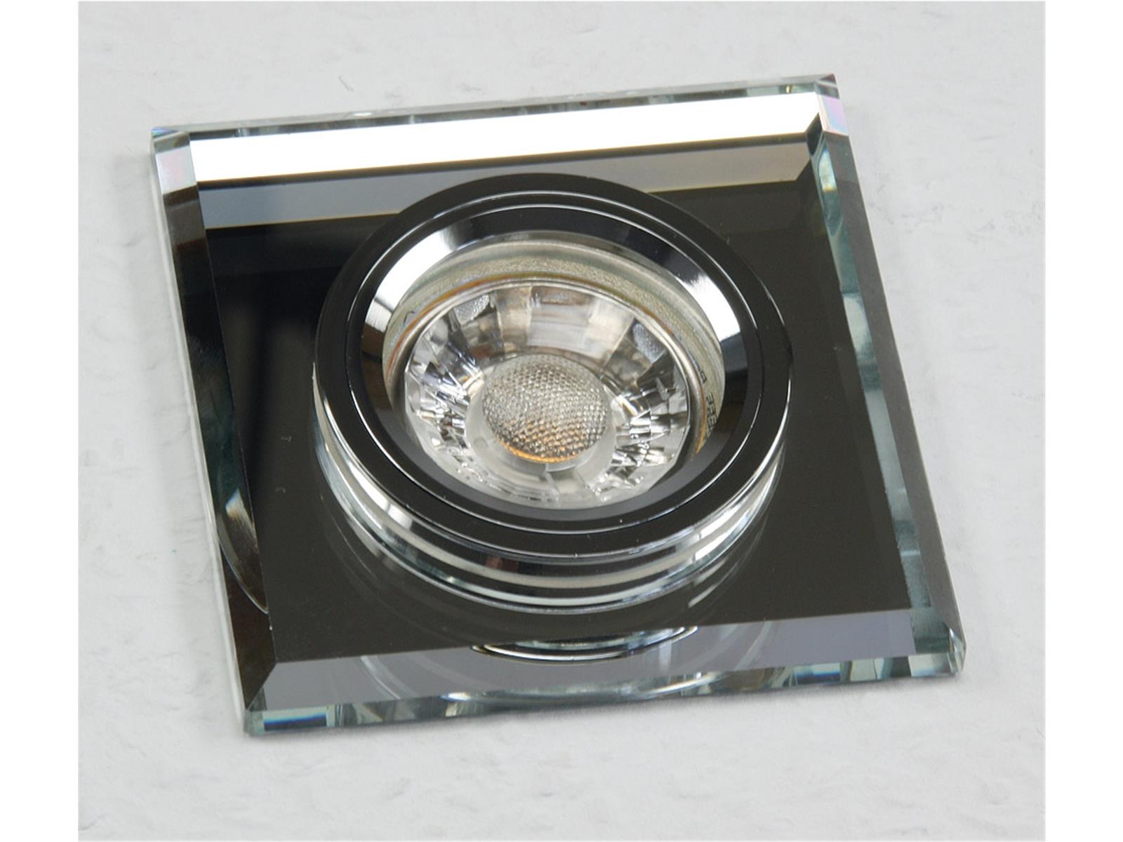 Decken-Einbaustrahler "Crystal Q90"starr, 90x90mm, für 50mm Lampen, silber