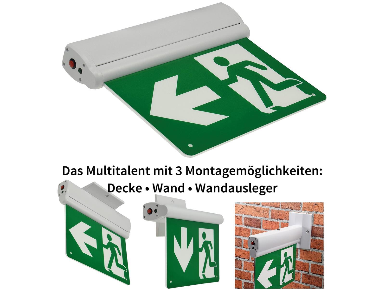 LED Fluchtwegleuchte "NL-8 Multi"Erkennungsw. 25m, IP20, Decken+Wandmont.