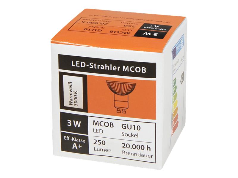 LED-Strahler McShine ''MCOB'' GU10, 3W, 250 lm, warmweiß