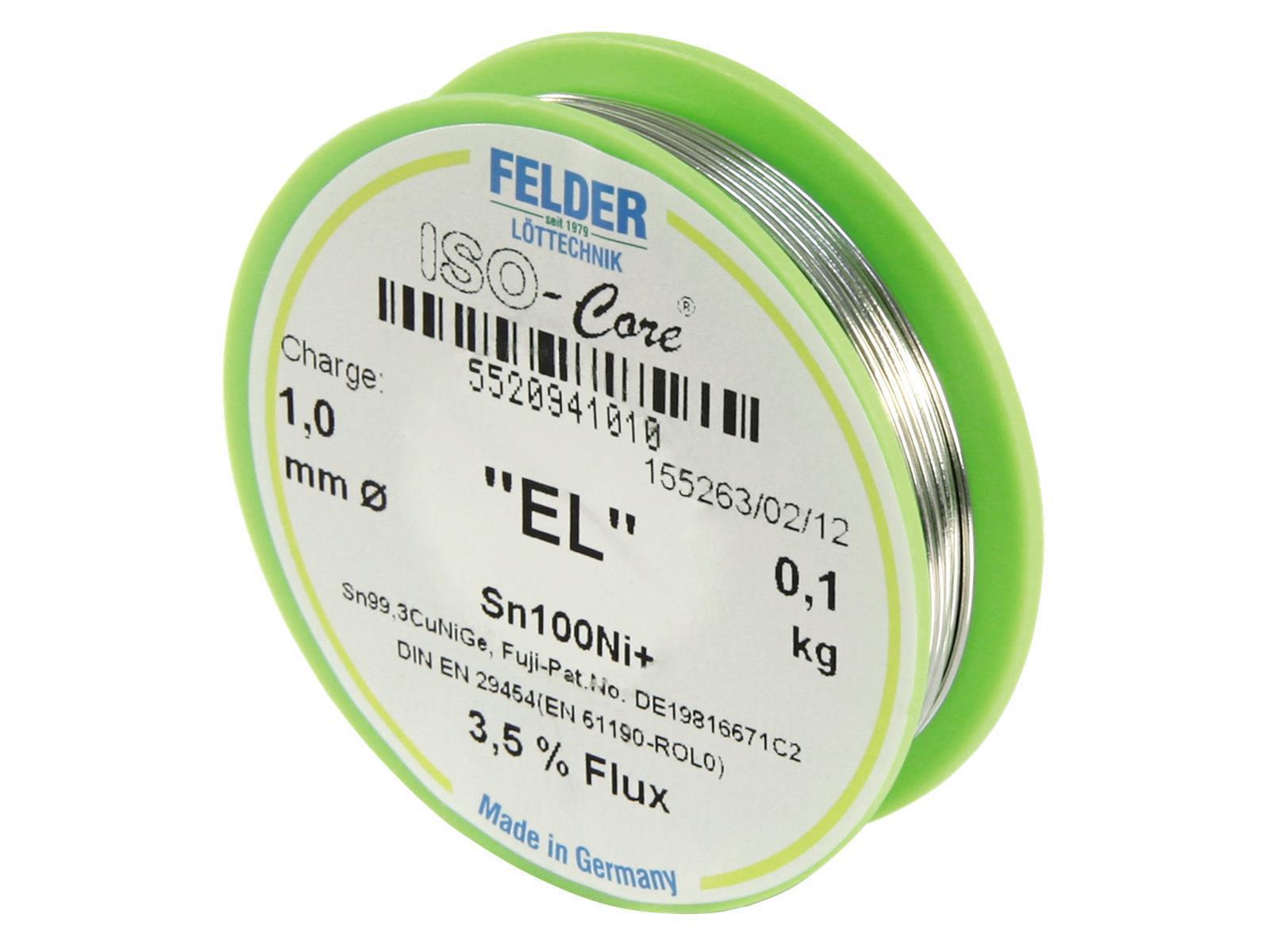 Lötzinn auf Rolle FELDER ISO-Core ''EL'', 1,0mm, 100g, bleifrei (Sn100%Ni+)