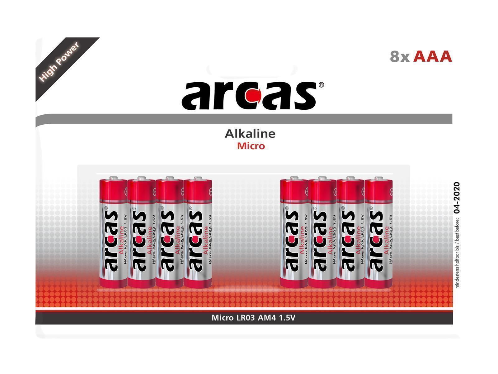 Micro-Batterie Alkaline 1,5V, Typ AAA/LR03, 8er-Pack