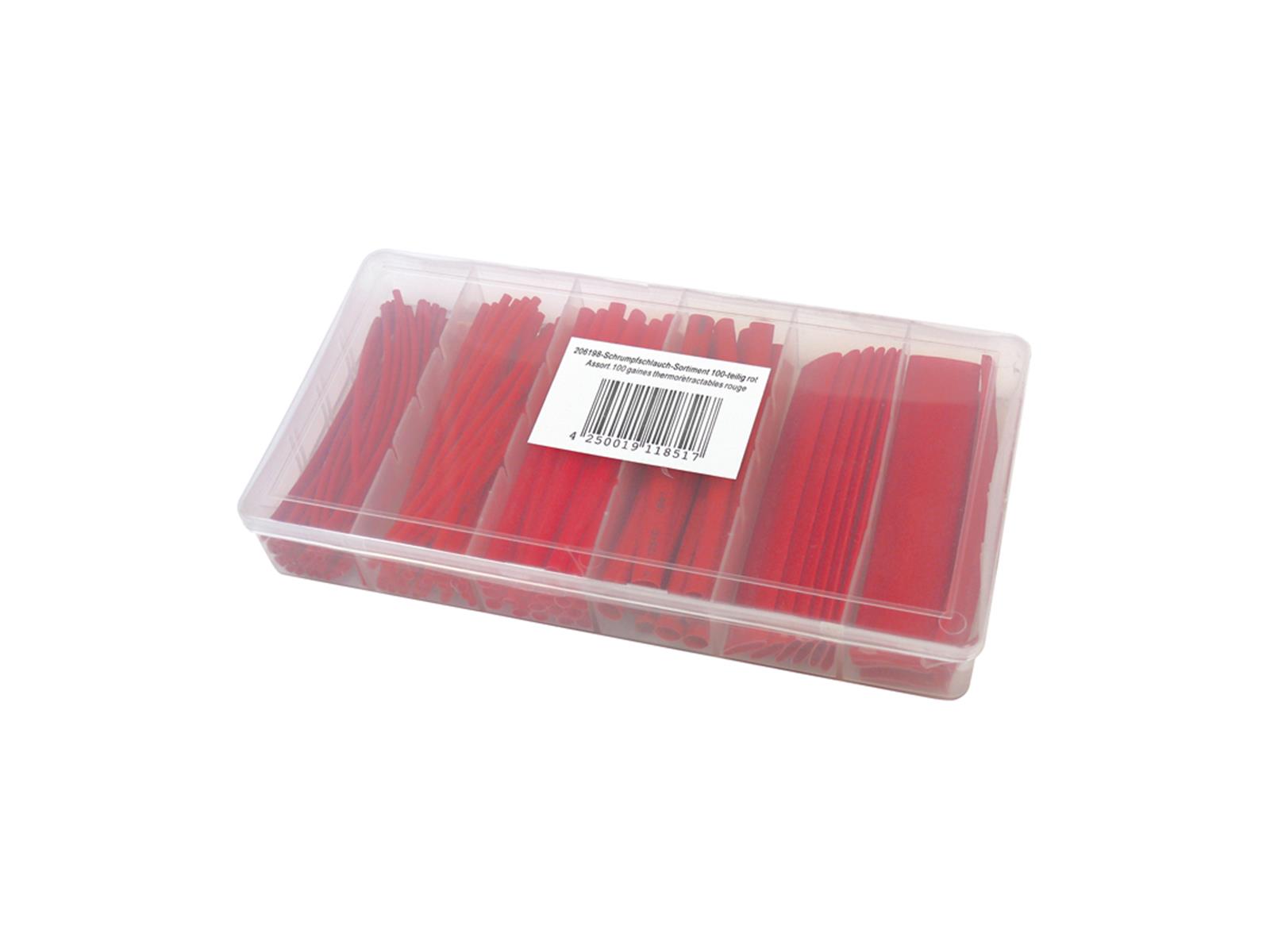 Schrumpfschlauch-Sortiment 100-teilig Rot, Box BLANKO