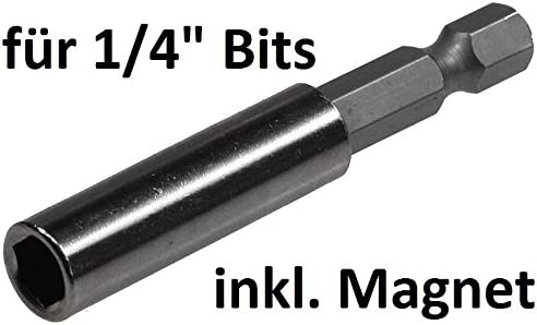 Universal Bithalter 60mm mit Magnet I Bitaufnahme Adapter für 1/4" Bits/Sechskant Stark Magnetisch 4 Stück