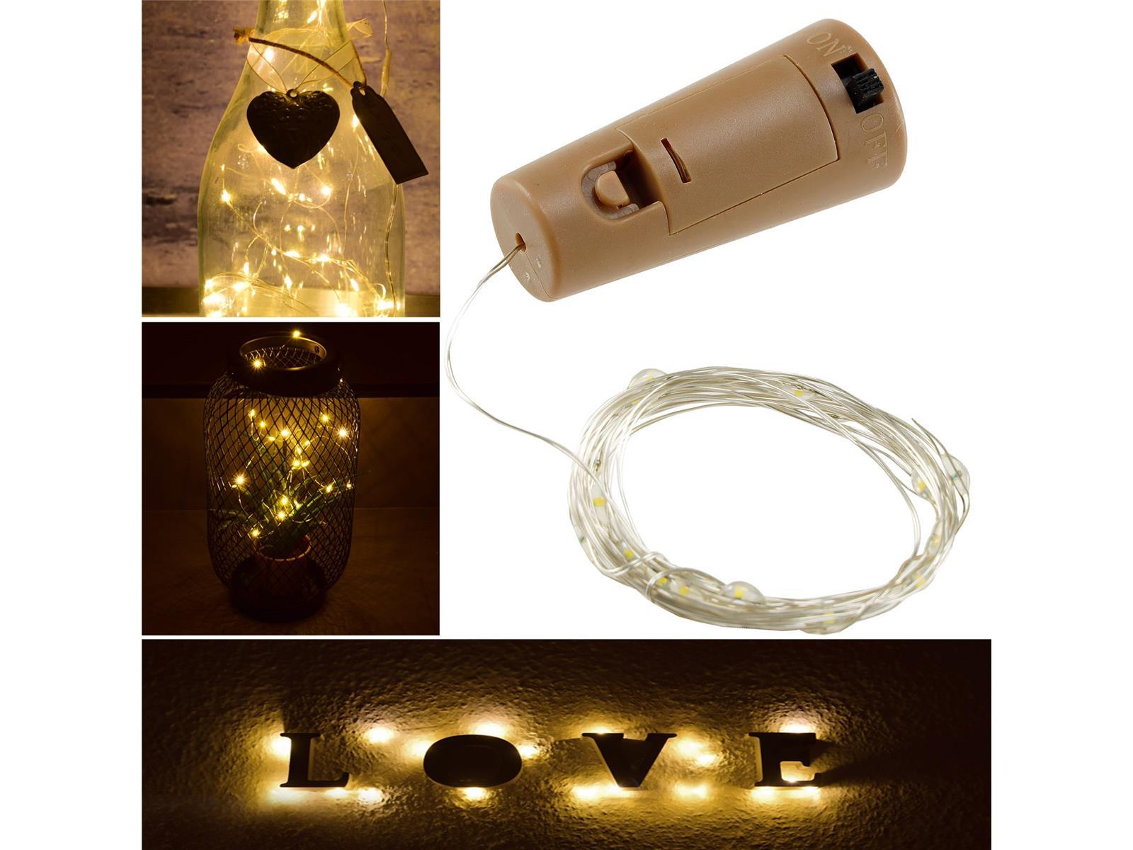 LED Flaschen-Lichterkette "CuteBottle"20 LEDs, 2m, warmweiß, Batterie, 10x Set