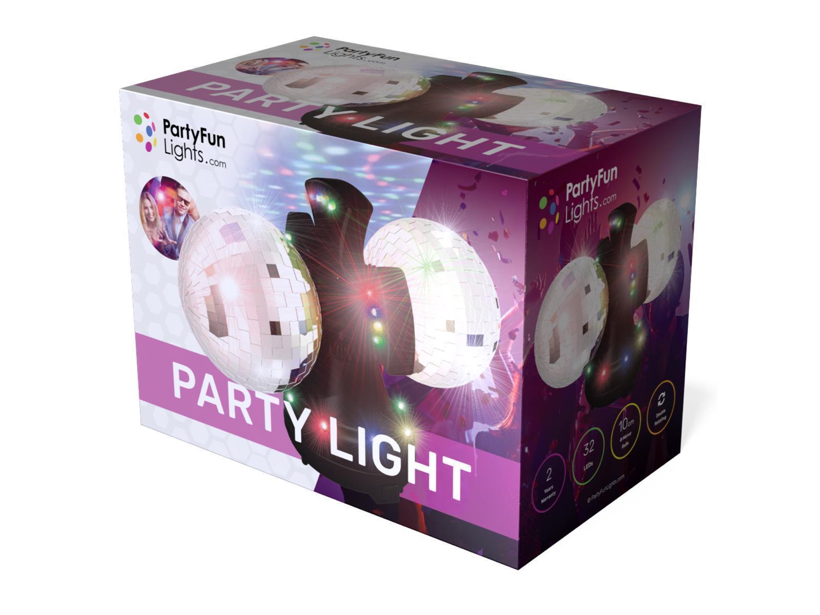 LED Partylicht, Twin LED,  Ø10cm, 32 LEDs, Steuerung per Schalter, 12V