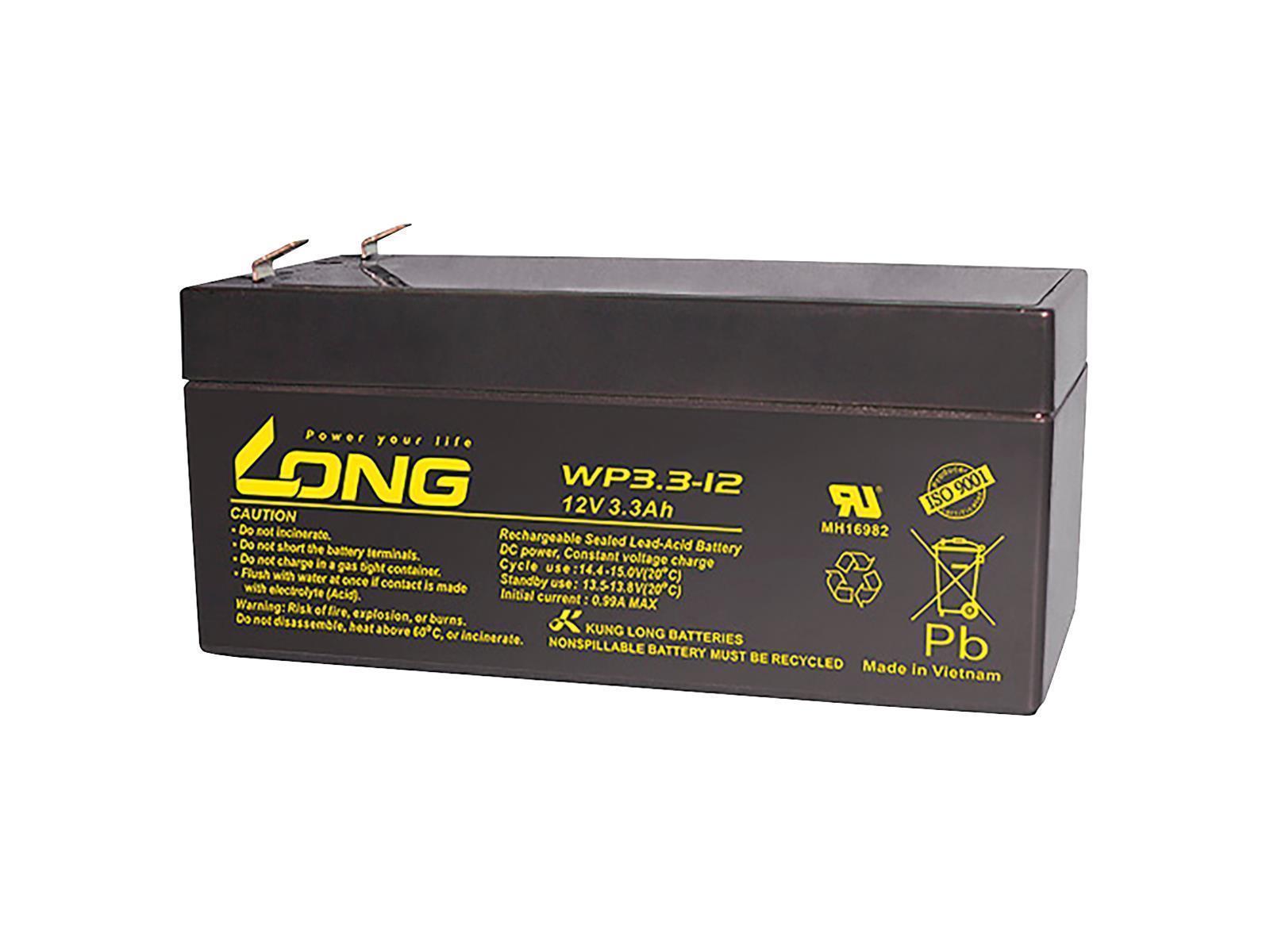 Bleiakku KUNG LONG ''WP3,3-12'', 12V, 3,3Ah, 134x67x59,5mm