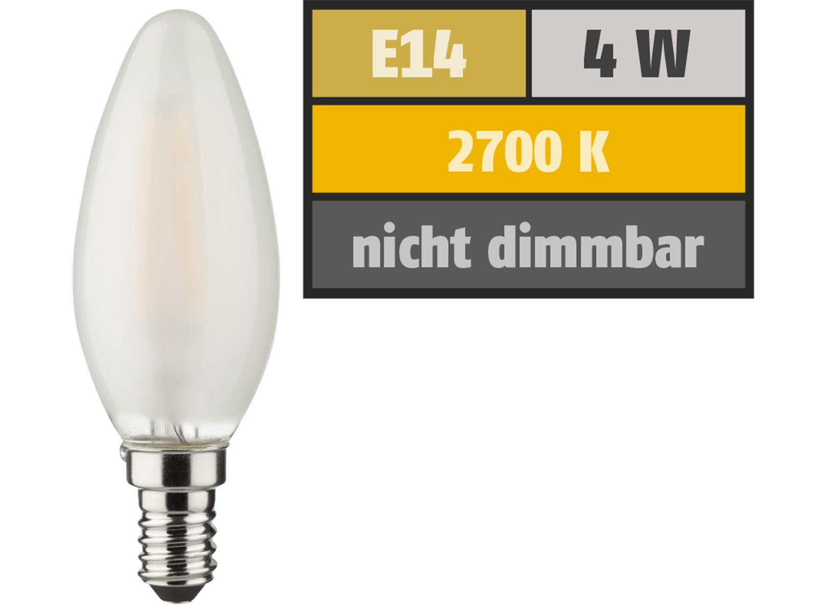 LED Filament Kerzenlampe, E14, 4W, 470lm, 2700K, warmweiß, matt, 3er Set