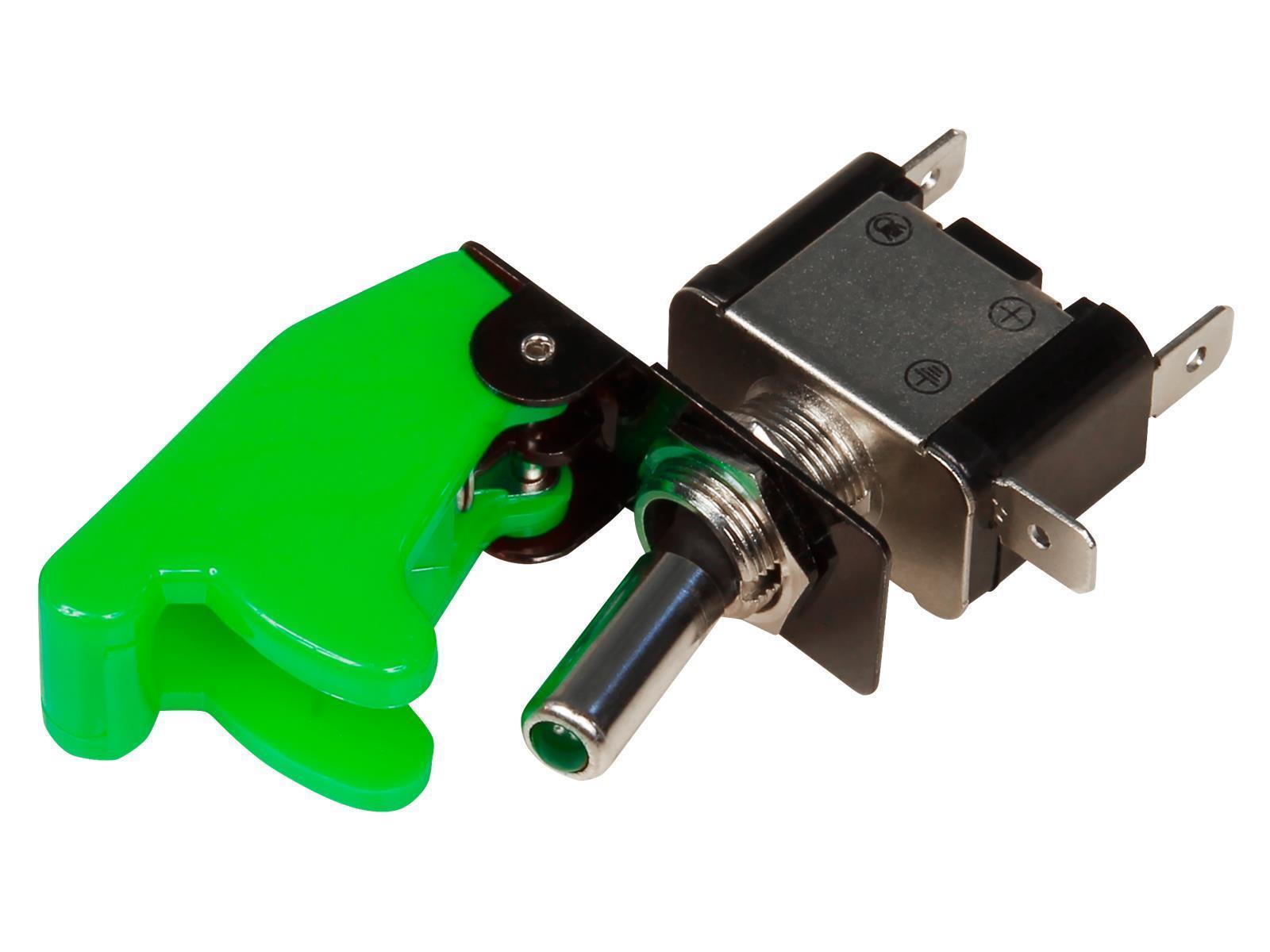 Kill-Switch McPower mit Schutzkappe und LED, 12V / 20A, grün