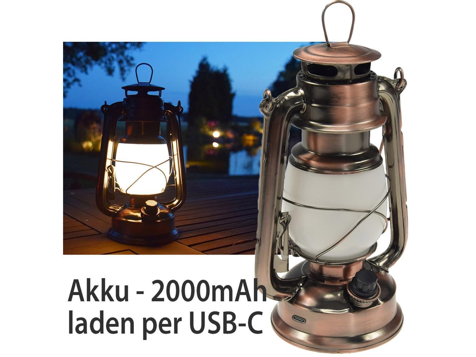 LED Akku Camping Laterne "CT-Copper Pro" ØxH 12x23,5cm, USB-C, warmweiß, dimmbar