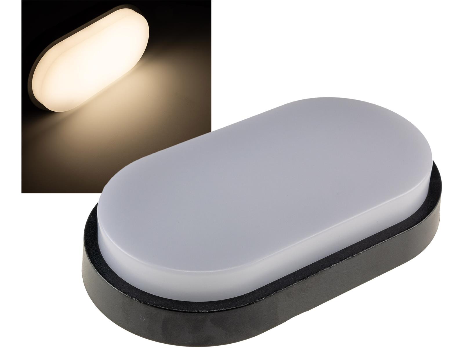 LED Wandleuchte "PALAU" mit Bewegungsmelder IP54, 3000K Oval, 10 Watt, 966 Lumen, Anthrazit