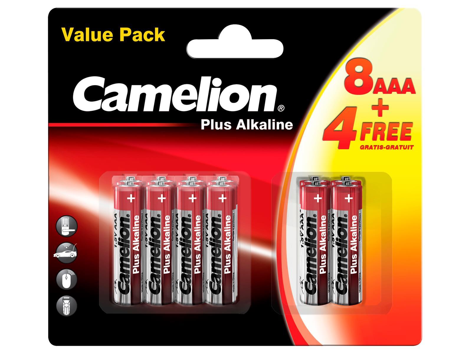 Micro-Batterie CAMELION Plus Alkaline 1,5 V, LR03 Typ AAA, 8+4 er-Blister
