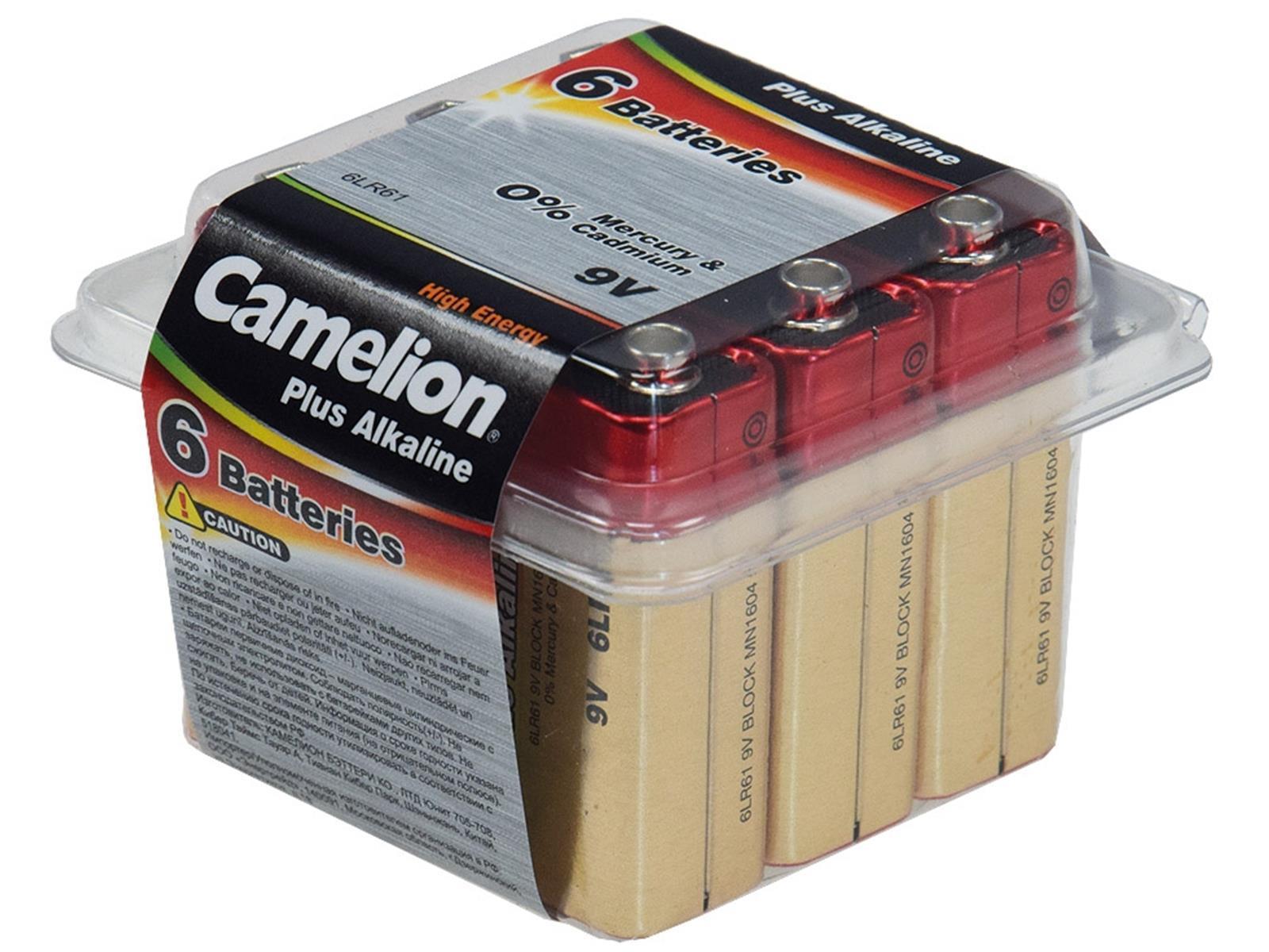 9V-Block-Batterie CAMELION AlkalinePlusTyp 6F22, 9V, 6er Haushaltsbox