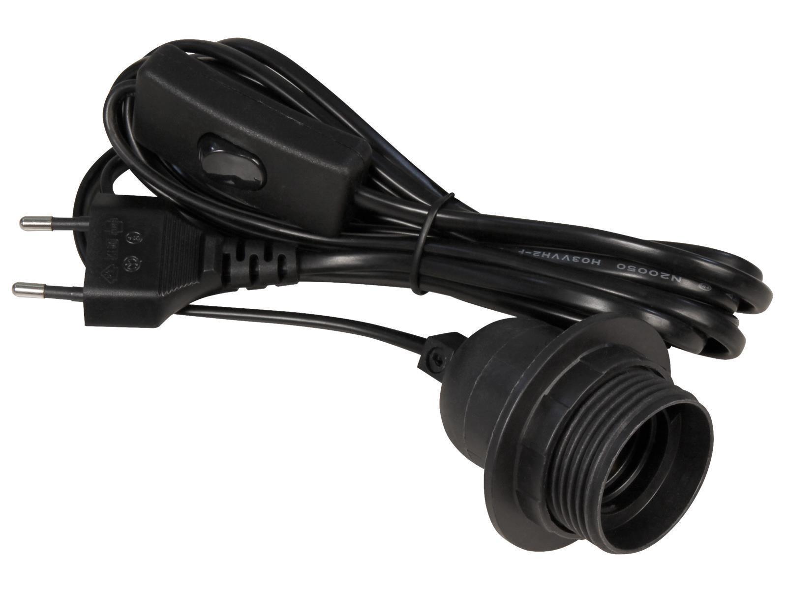 Euro-Netzkabel McPower mit Schnurschalter und E27 Fassung, 3,5m, schwarz