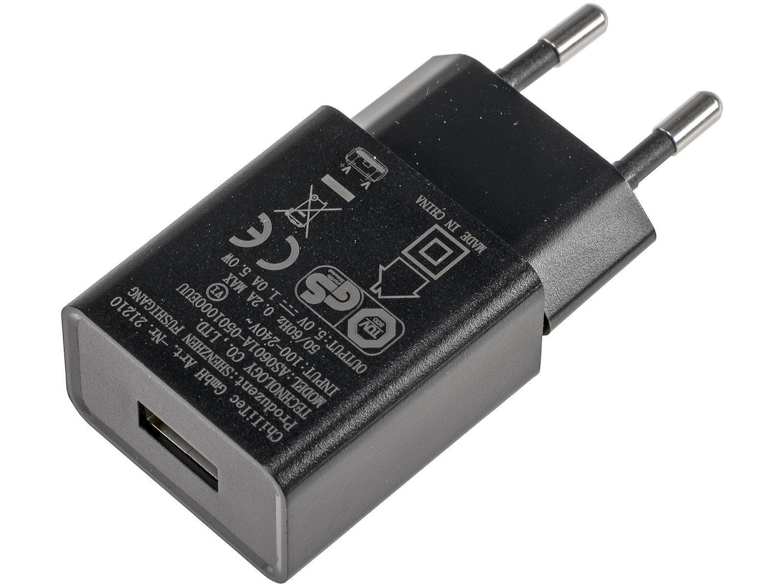 Stecker-Netzteil mit USB "CTN-0510"Ein 110-240V~, Aus 5V=, 1A, 5W