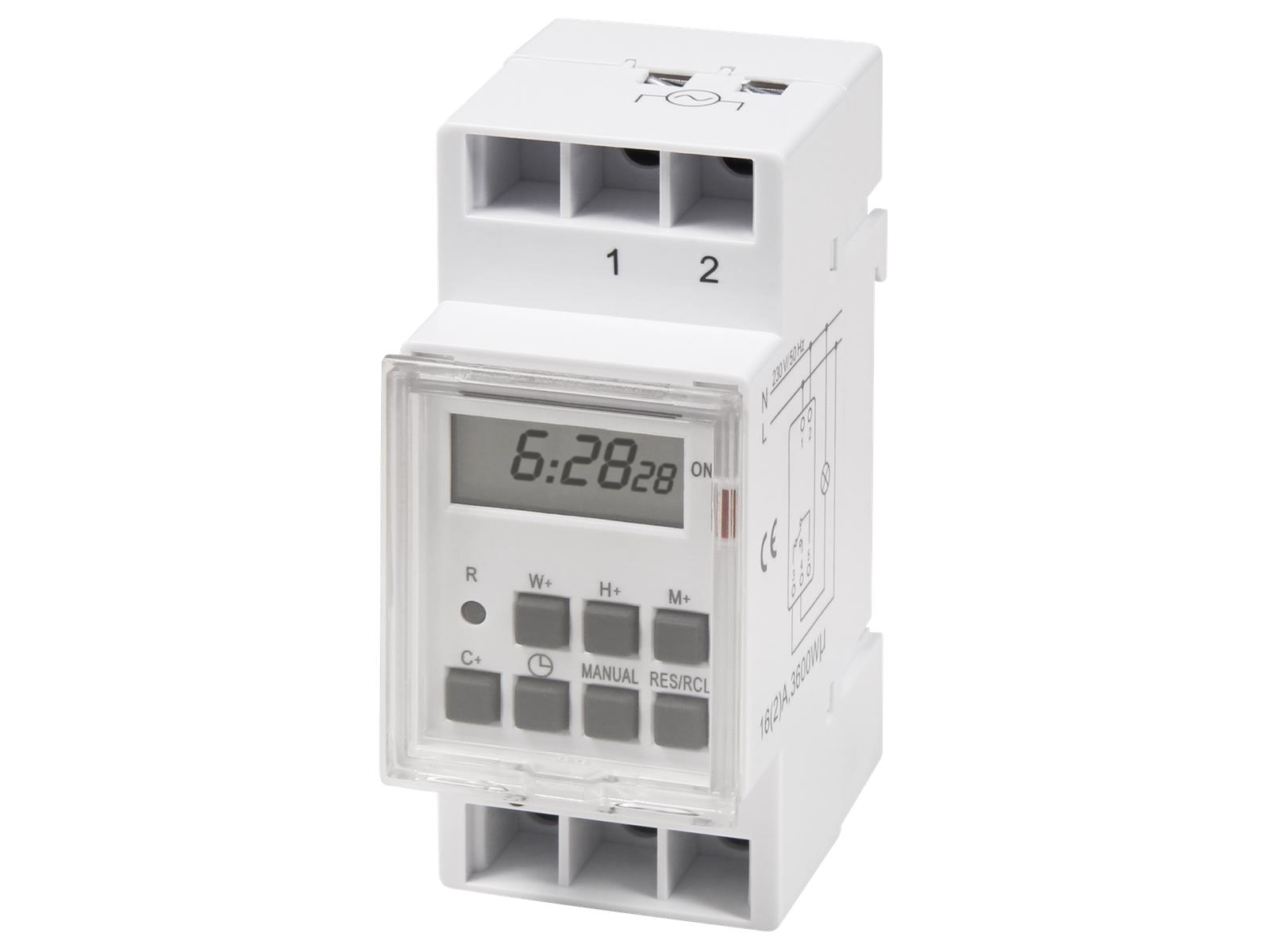 Digitale Zeitschaltuhr McPower ''STE-3'' 7 Tage, 230V für Schalttafel-Einbau,3600W