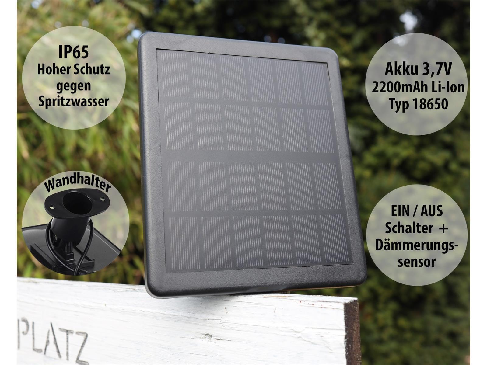 Gartenstrahler Set Solar mit 2 SpotsSolarzelle, Erdspieß, 3000k, IP65