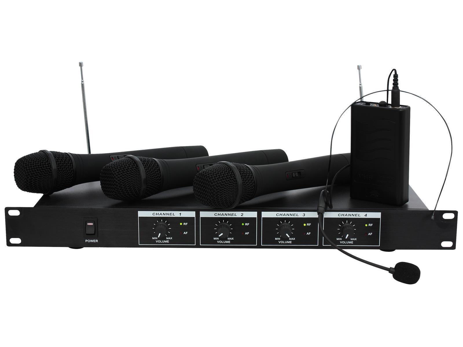 VHF-Funkmikrofon-Set IBIZA ''VHF4H'' 4-Kanäle, bis zu 60m Reichweite
