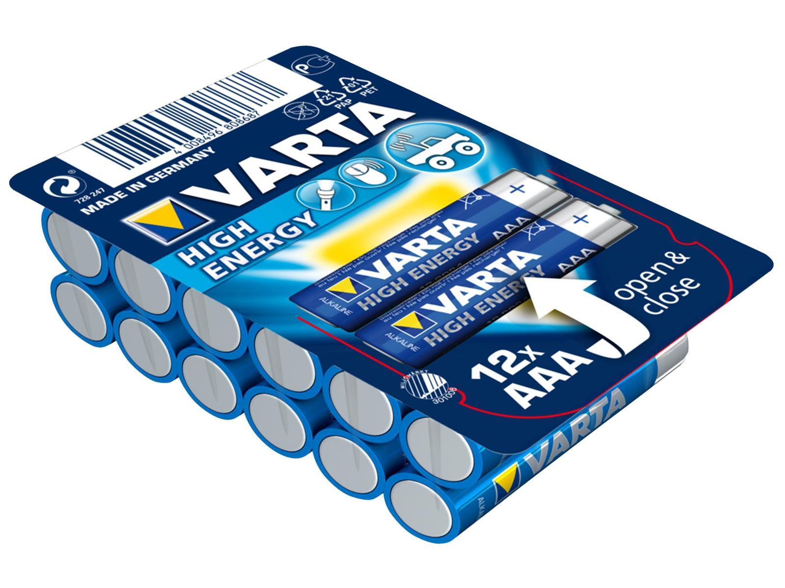 Micro-Batterie VARTA ''HIGH ENERGY'' 1,5V, Typ AAA/LR03, 12er-Pack