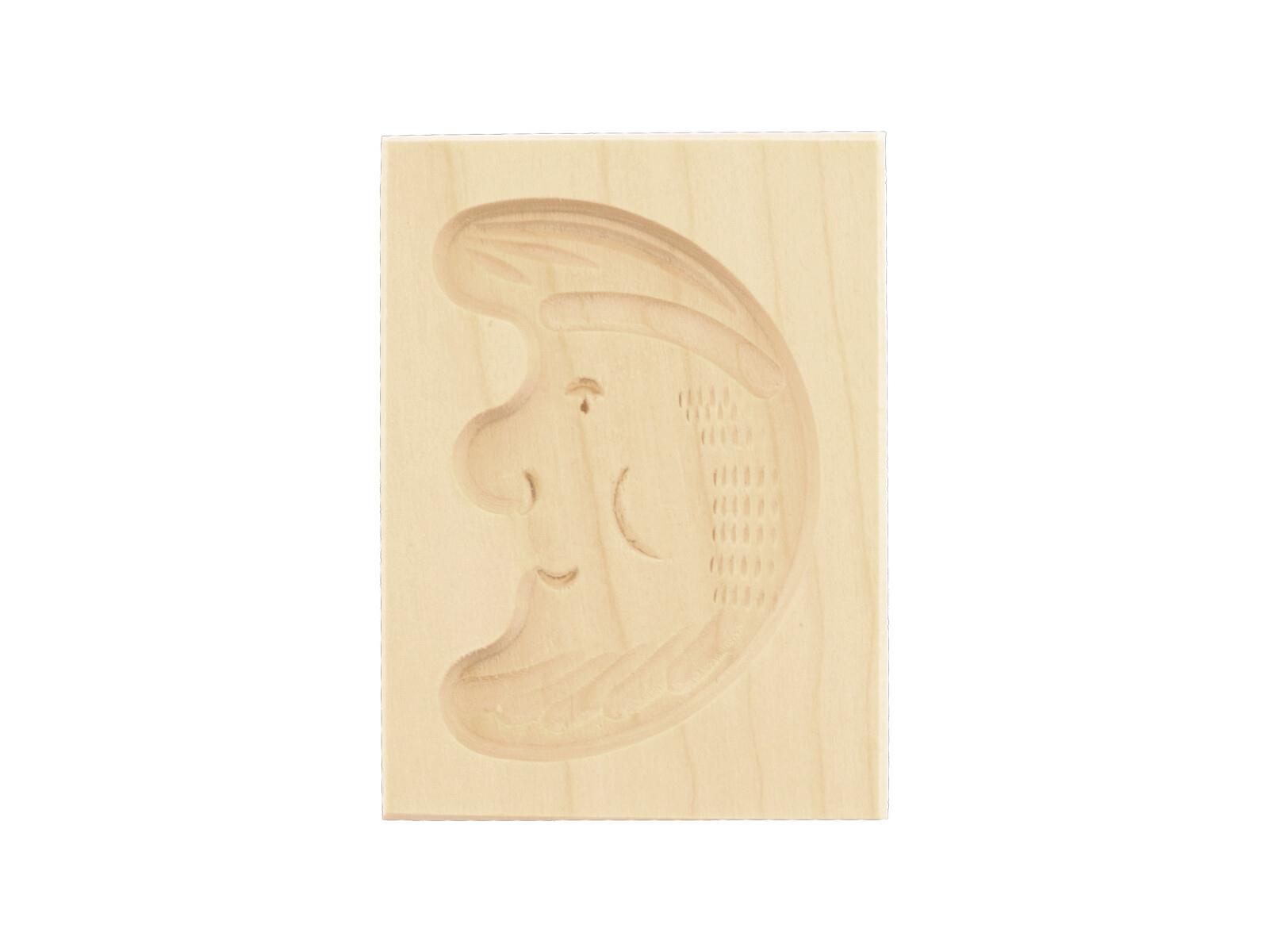 Spekulatiusform, 1 Bild, Mond aus Holz 8 cm