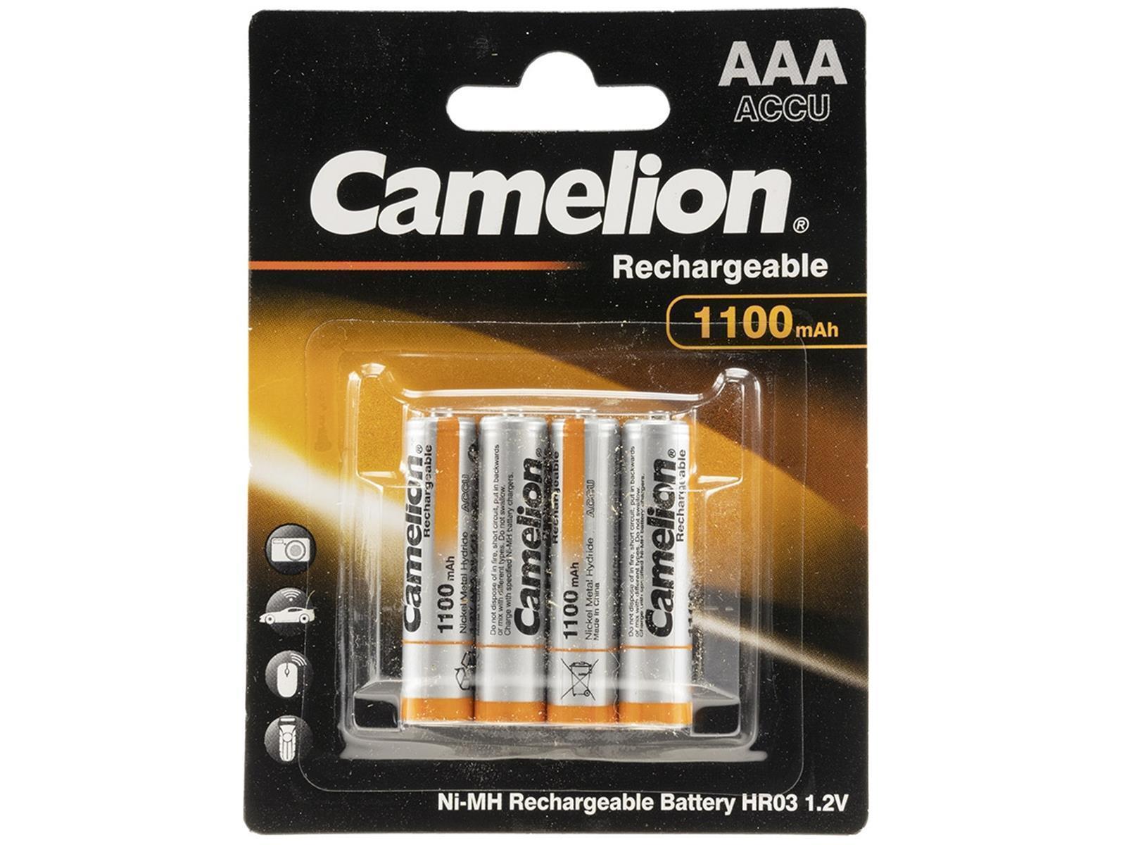 Micro-Akkus CAMELION Ni-MH, 1100mATyp AAA, 1,2V, 4er-Pack