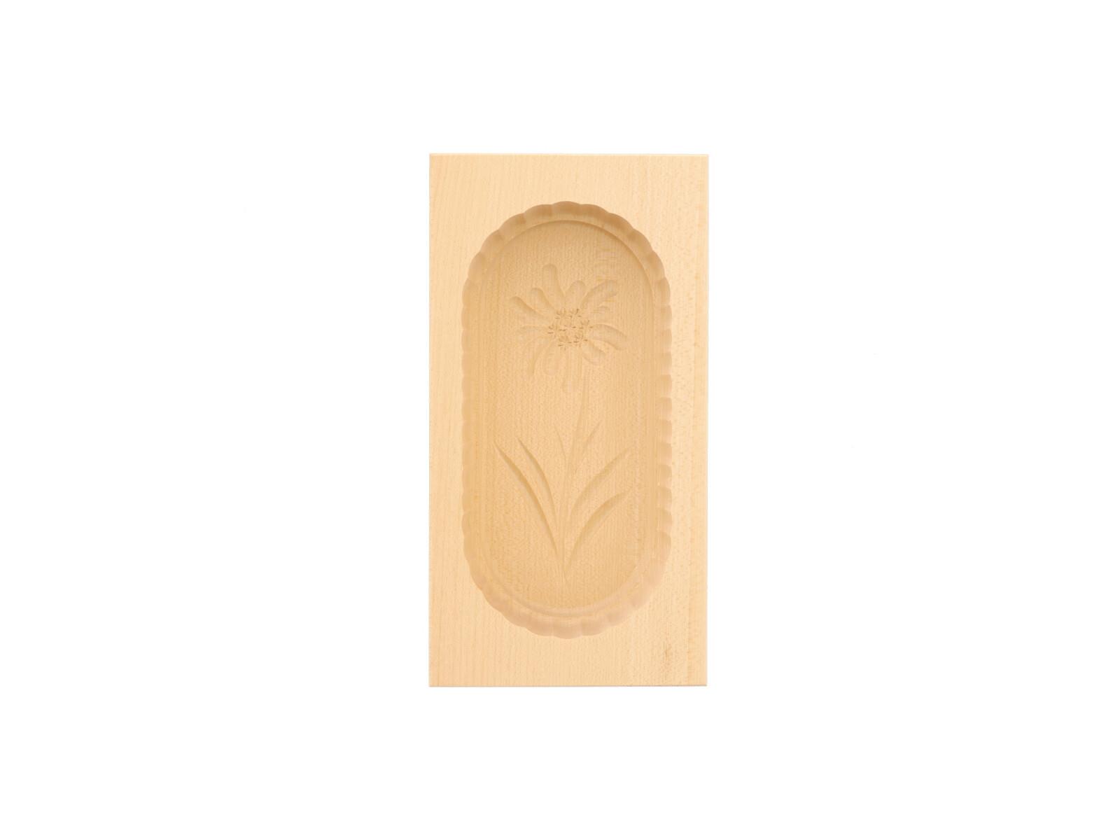 Butterform, eckig, 250 Gramm, Edelweiß aus Holz 19 cm