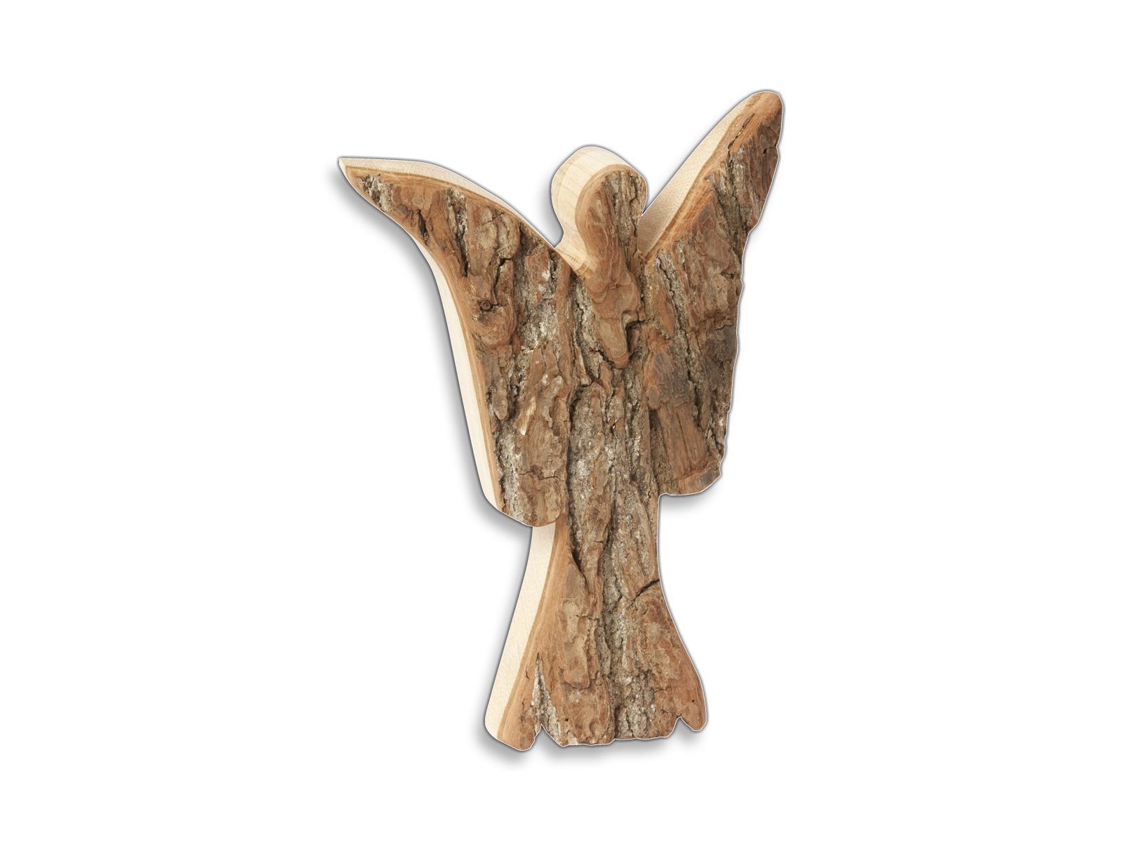 Engel mit Rinde aus Holz 20 cm