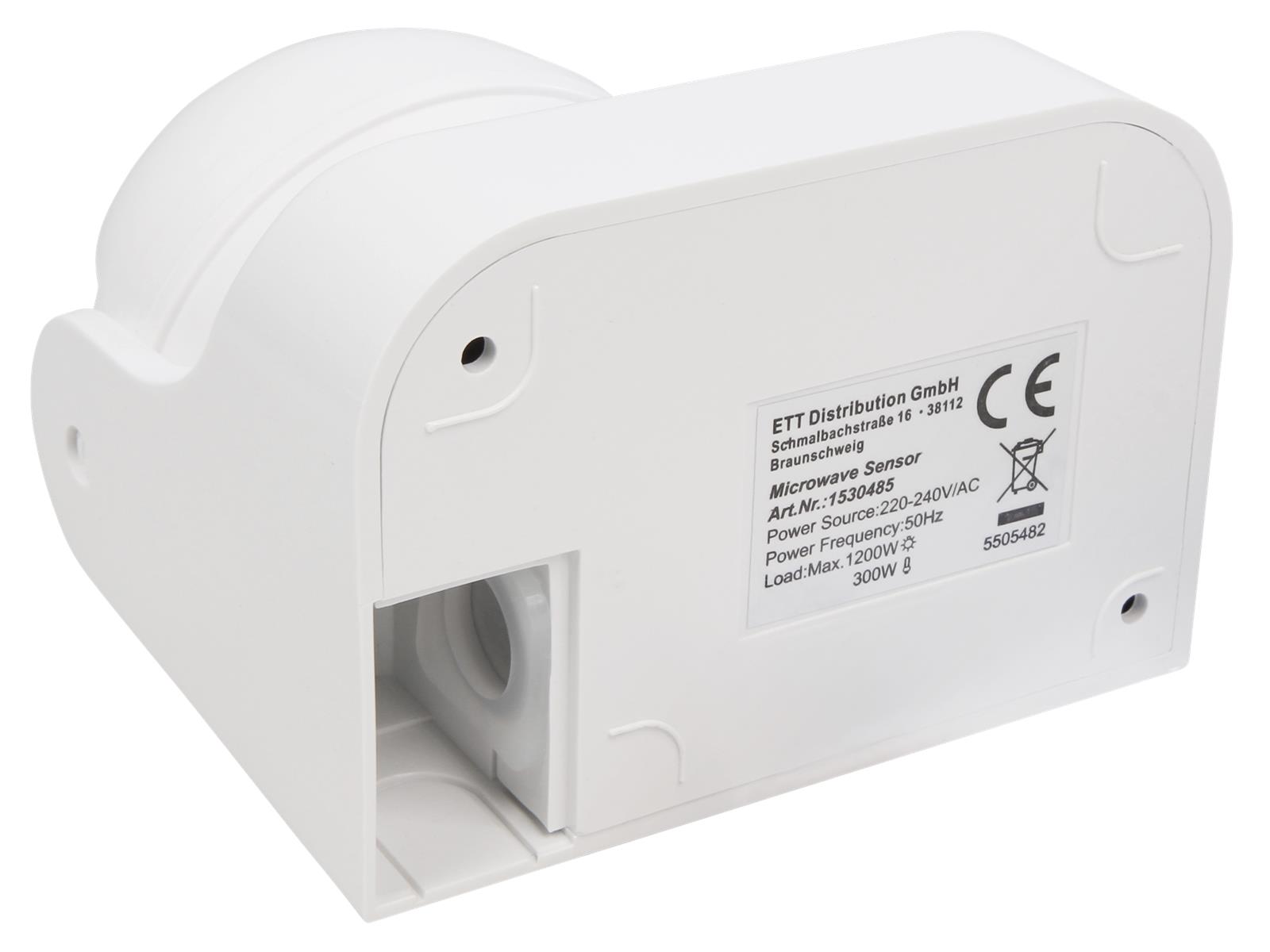 HF / Mikrowellen-Bewegungsmelder McShine ''LX-752'', 180°, 230V / 1.200W, weiß, LED geeignet