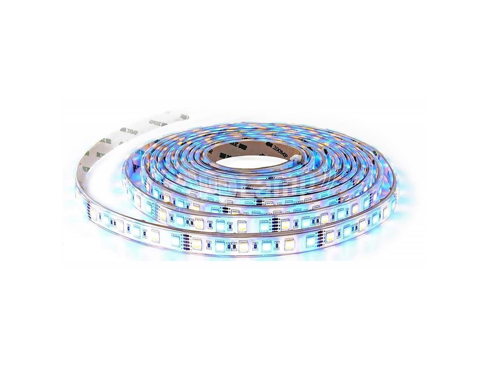 LED-Stripe 60LED/m, 1000lm/m, 9W/m, 12V, RGB + tageslichtweiß 6000k, 5m