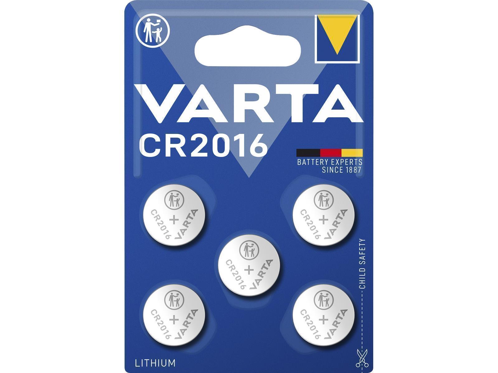 Lithium-Knopfzelle VARTA ''Electronics'' CR2016, 3V, 5er-Pack