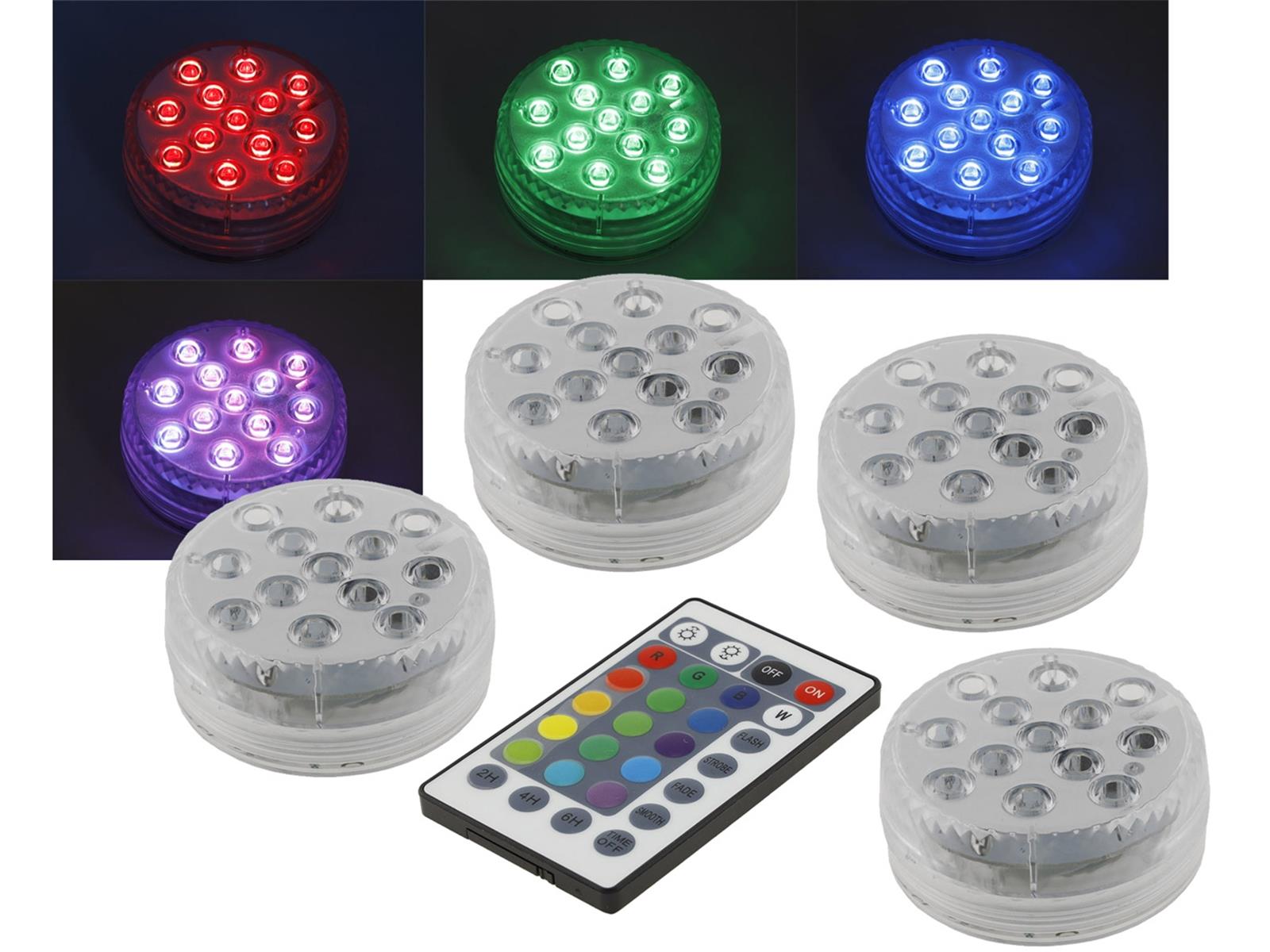 Unterwasser LED Licht mit FernbedienungRGB, Wasserdicht IP68, 4er-Set