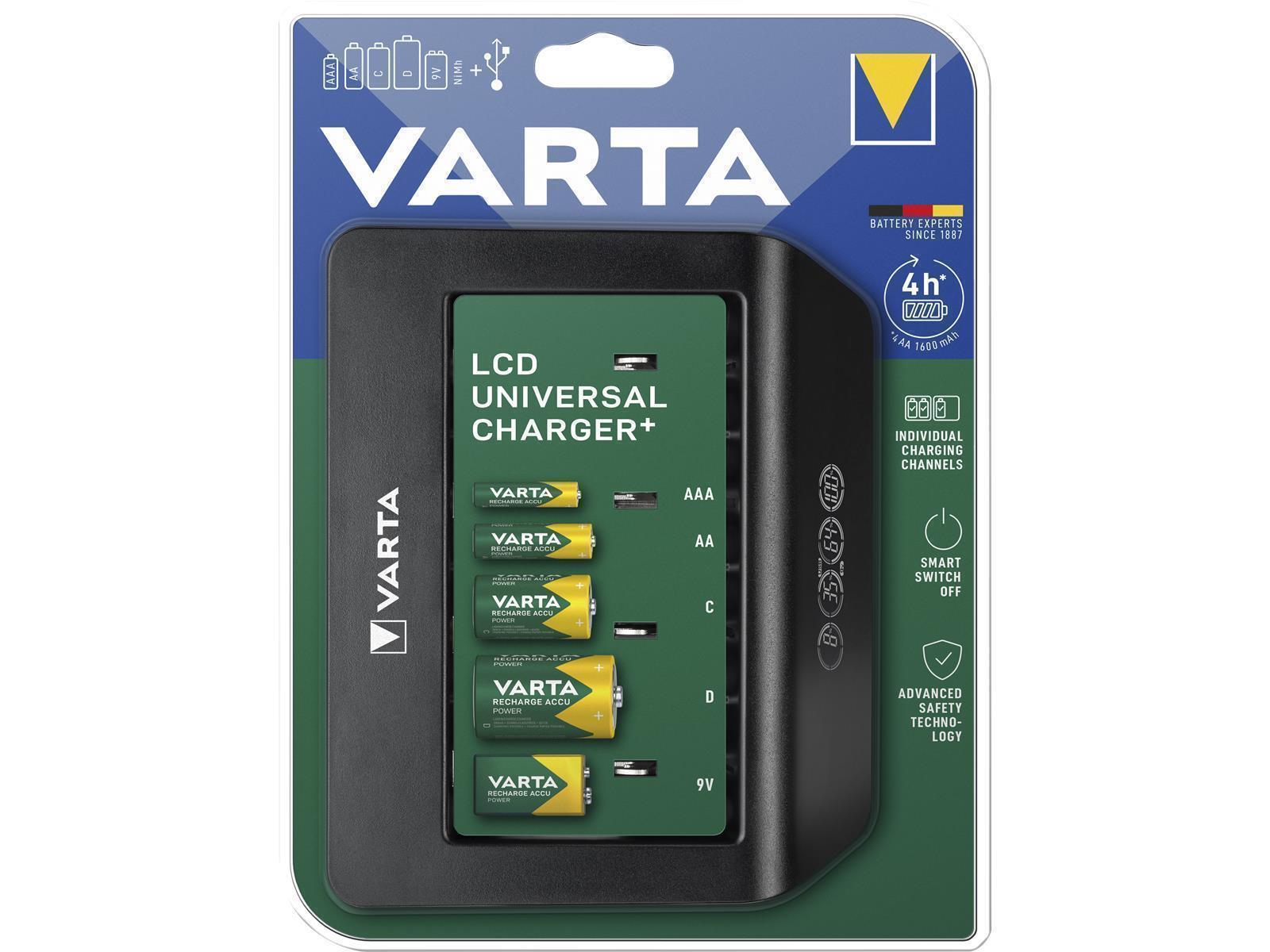 Universal-Ladegerät VARTA, Akku NiMH, LCD Charger, für AA/ AAA/ C/ D/ 9V