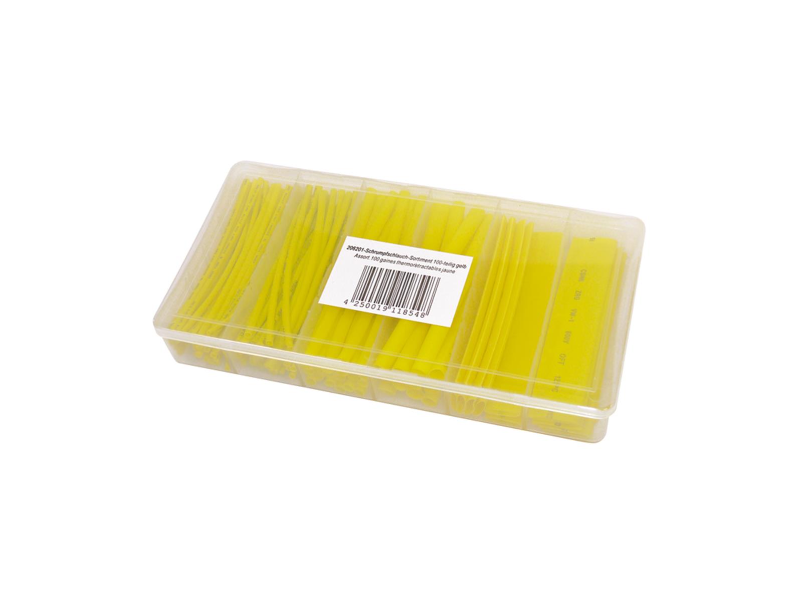 Schrumpfschlauch-Sortiment 100-teilig gelb, Box BLANKO
