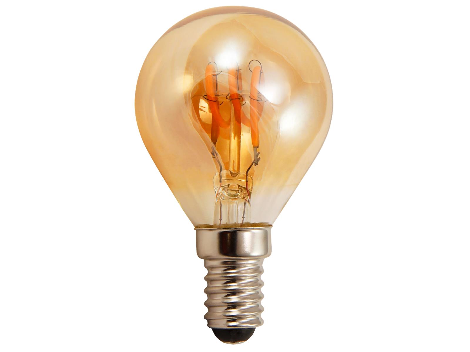 LED Filament Tropfenlampe McShine ''Retro'' E14, 2W, 150lm, warmweiß,goldenes Glas