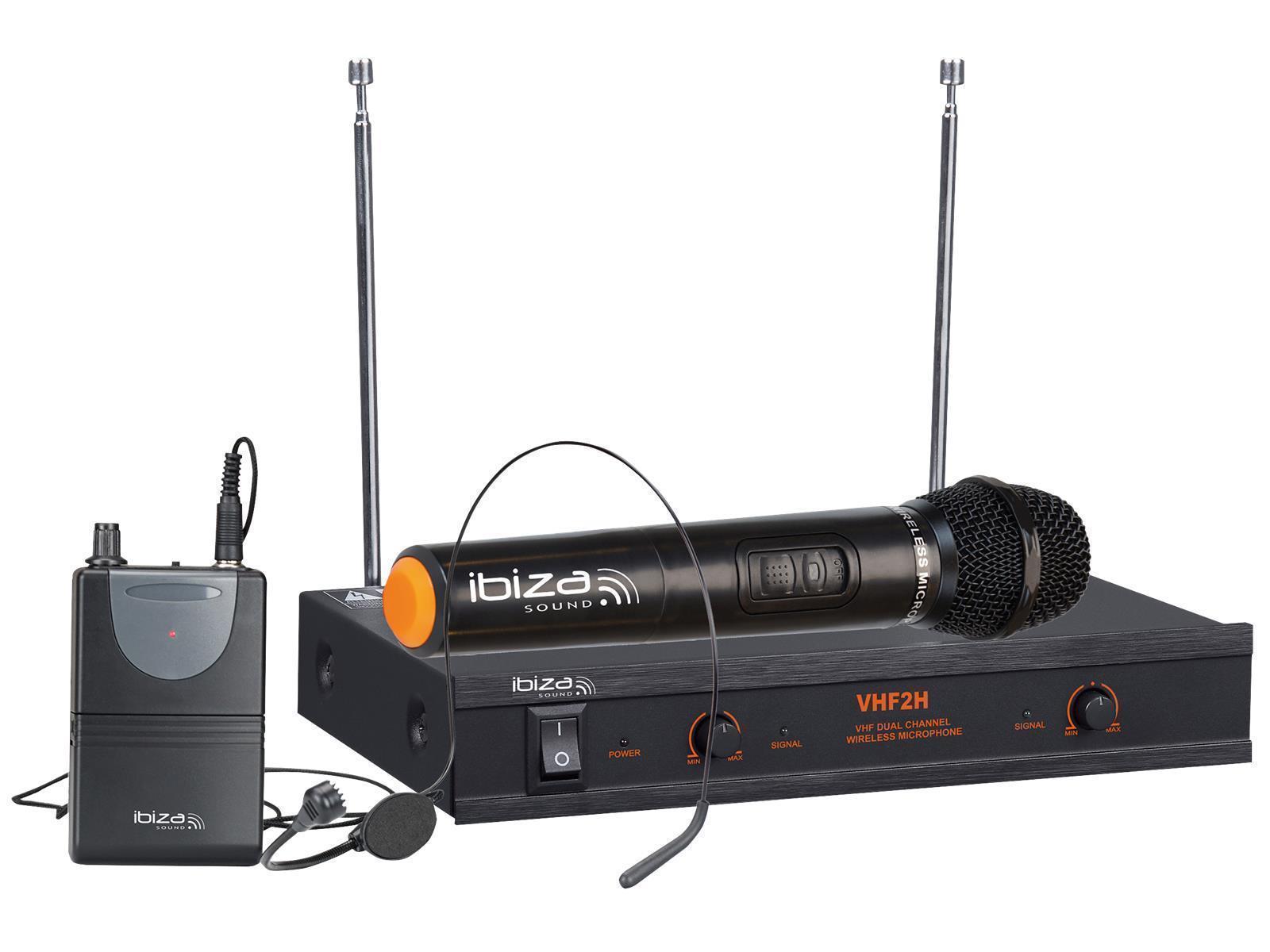 VHF-Funkmikrofon-Set IBIZA ''VHF2H'' 2-Kanäle, bis zu 60m Reichweite