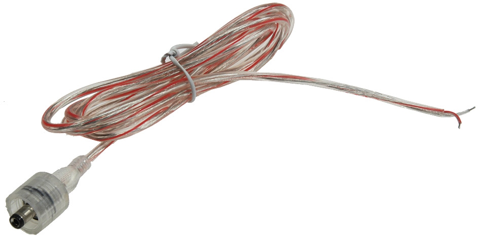 Anschlusskabel für LED-Stripes IP441,5m lang, 5,5/2,1mm Stecker > 2x blank