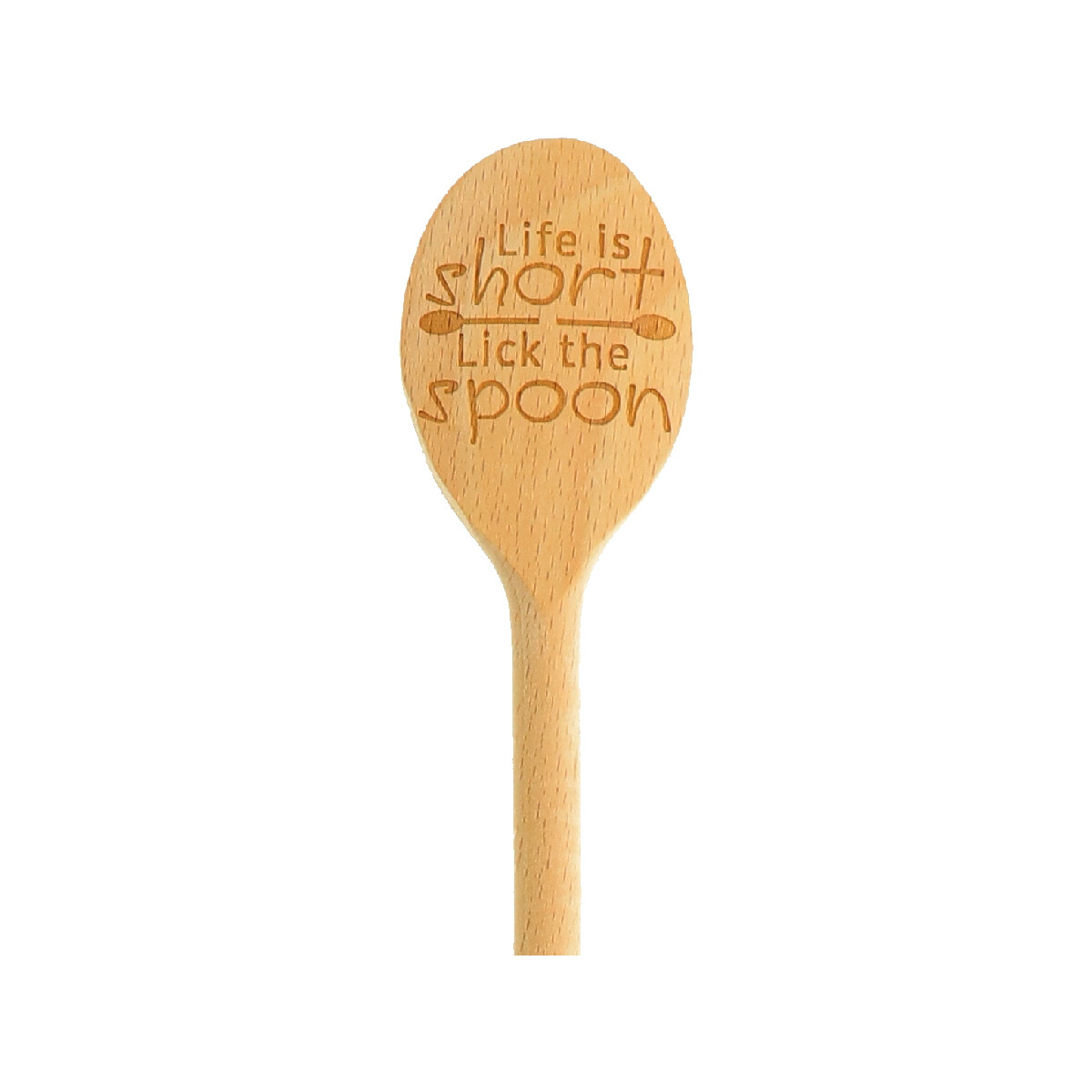 Kochlöffel, oval mit Spruch Life is short-lick the spoon" aus Holz 30 cm"