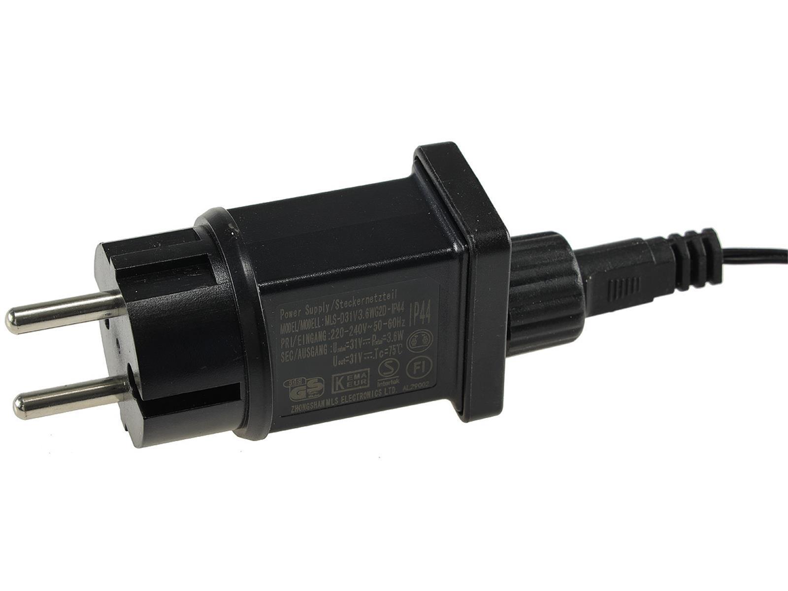 LED Aussen-Lichterkette "CT-ALK200" 20mwarmweiß, Kabel schwarz, IP44, 200 LEDs