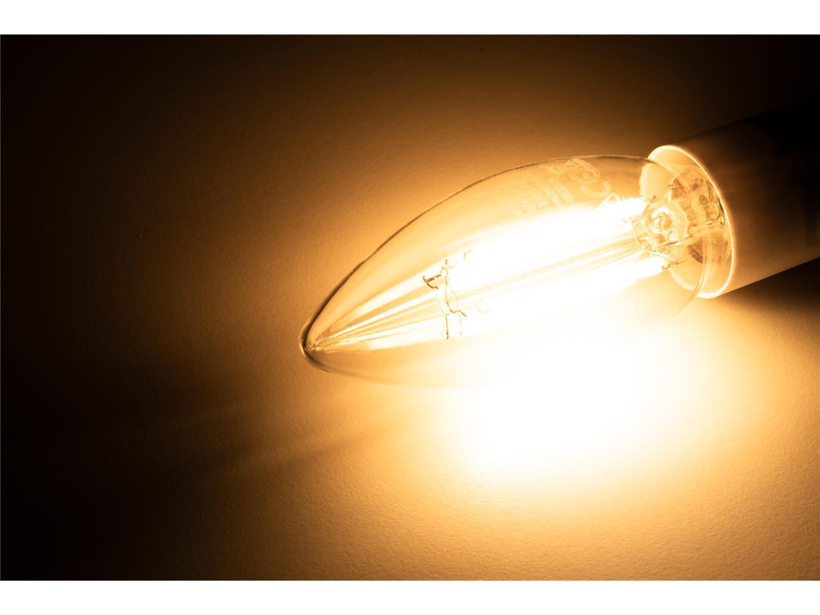 LED Filament Kerzenlampe McShine ''Filed'', E14, 6W, 820 lm, warmweiß, klar