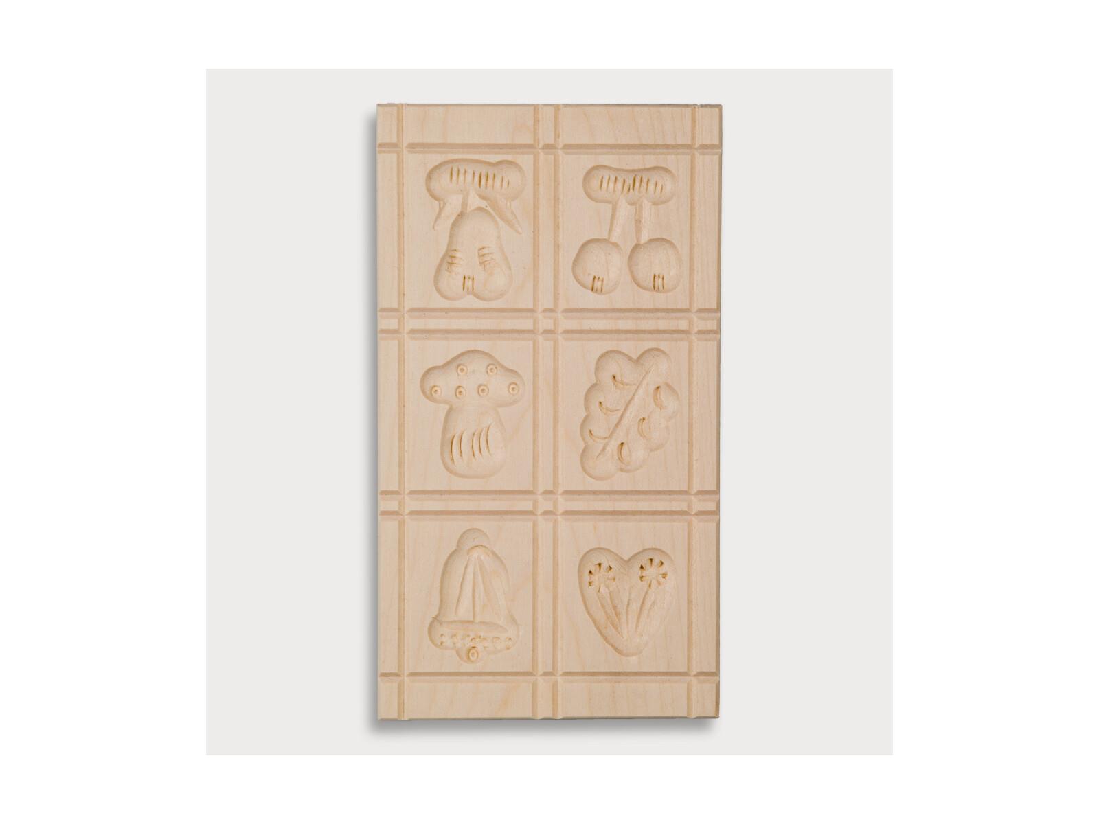 Ausstechgebäckform, 6 Bilder aus Holz 15,5 cm