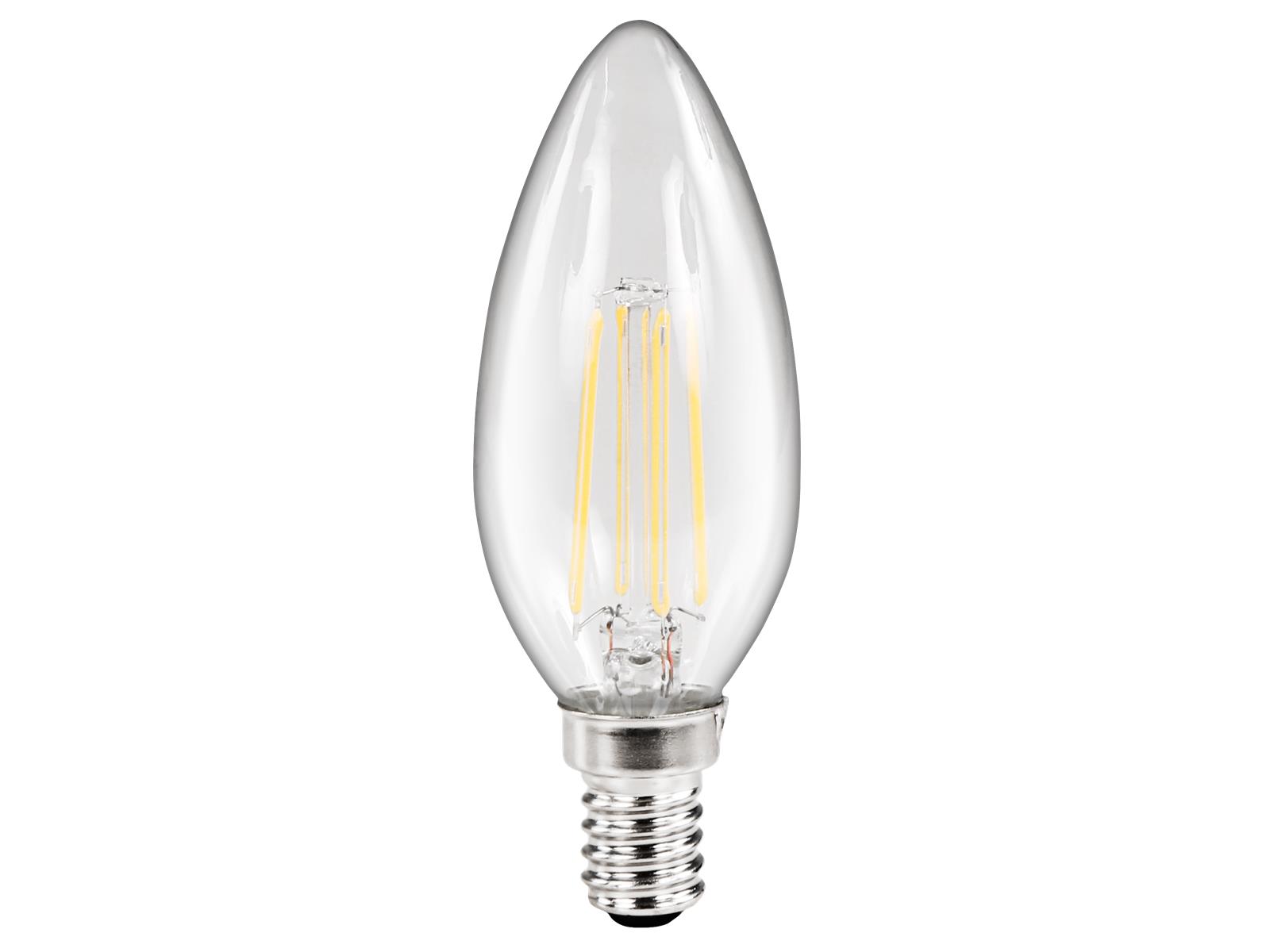 LED Filament Kerzenlampe McShine ''Filed'', E14, 4W, 490 lm, warmweiß, klar