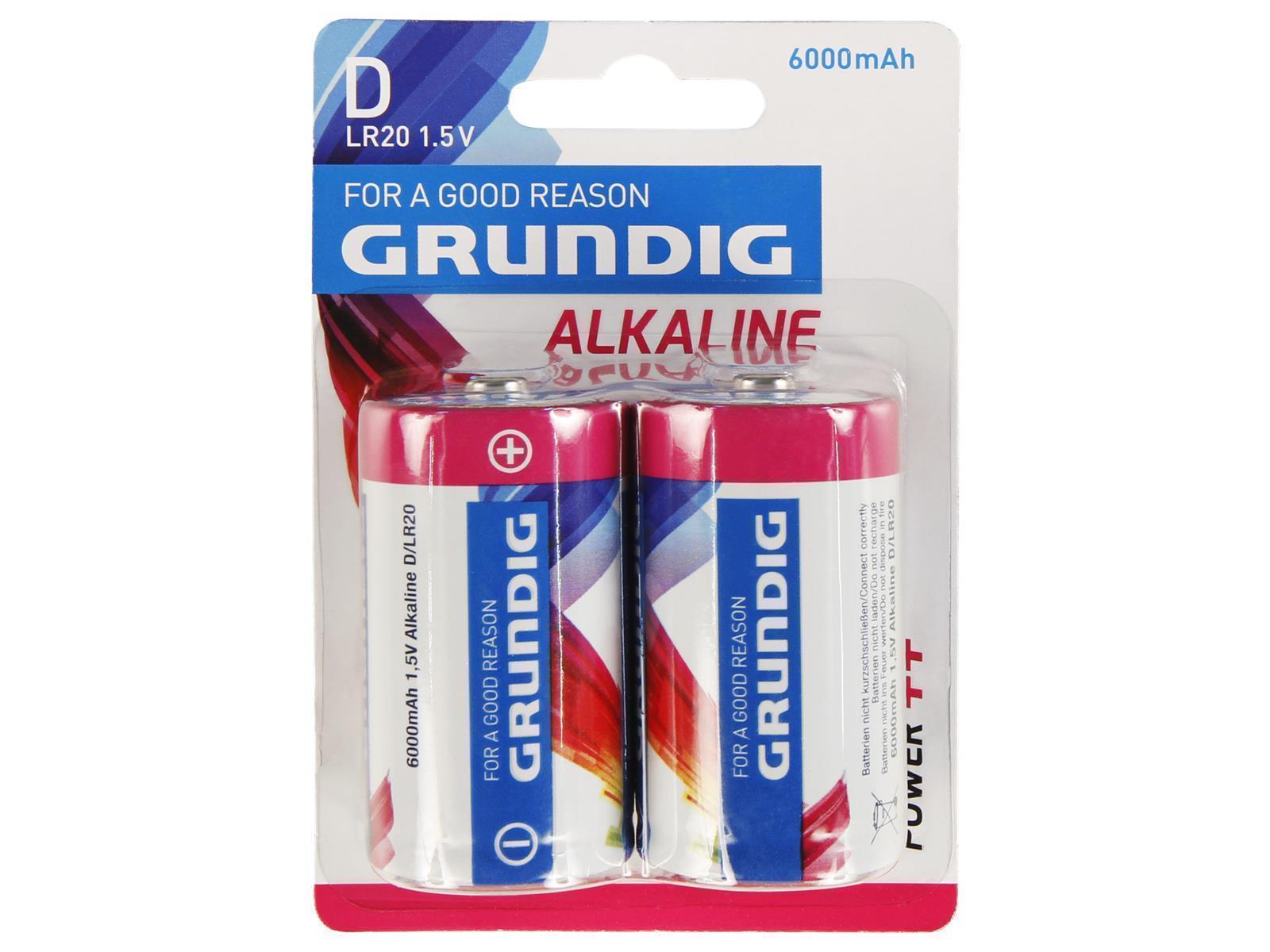 Mono-Batterie GRUNDIG Alkaline, 1,5V, Typ D/LR20, 2er-Blister