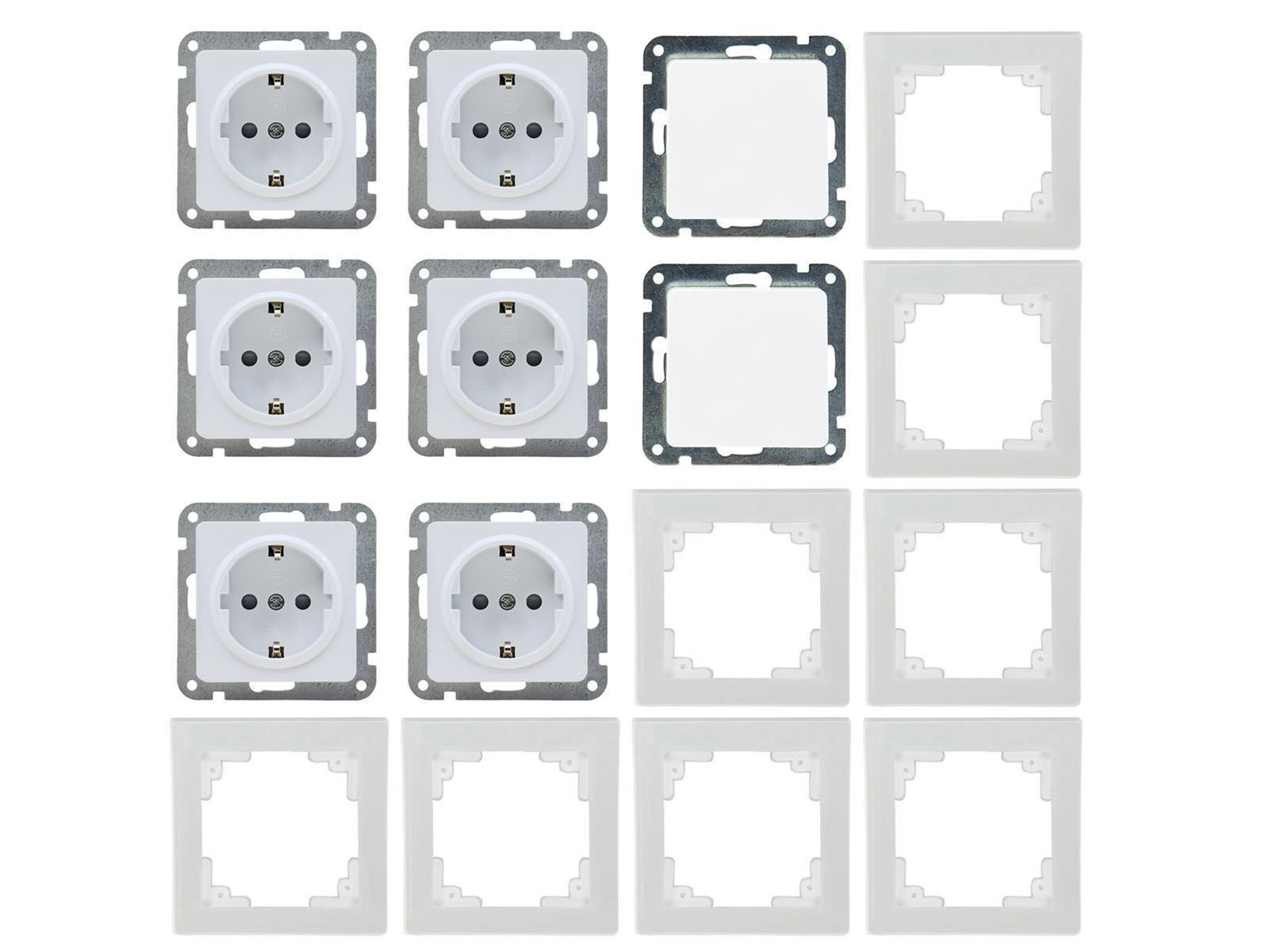 DELPHI Starter-Kit, 16-teilig, weiß 6x Steckdose, 2x Schalter, 8x Rahmen